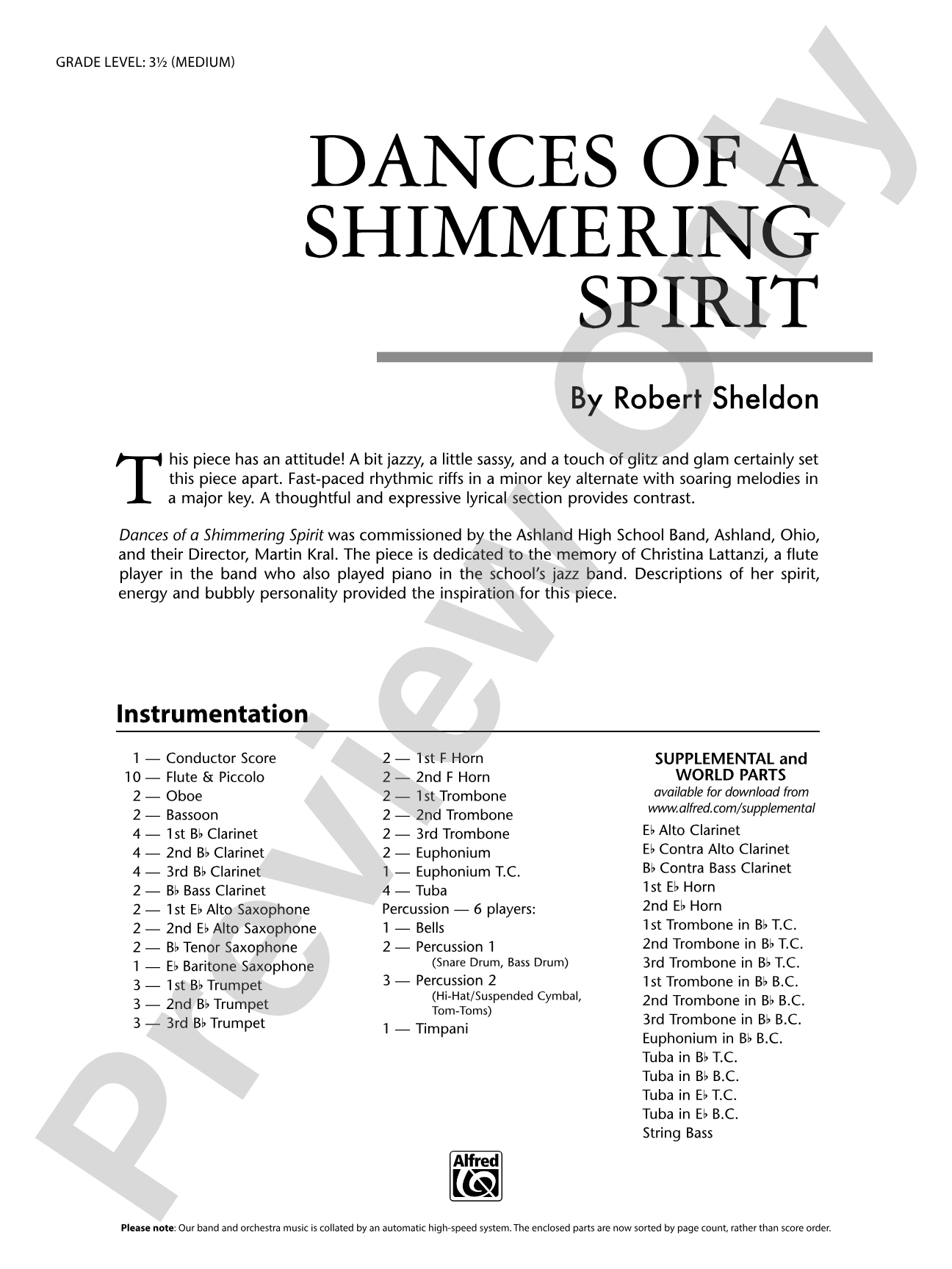 Dances of a Shimmering Spirit: Concert Band Conductor Score & Parts