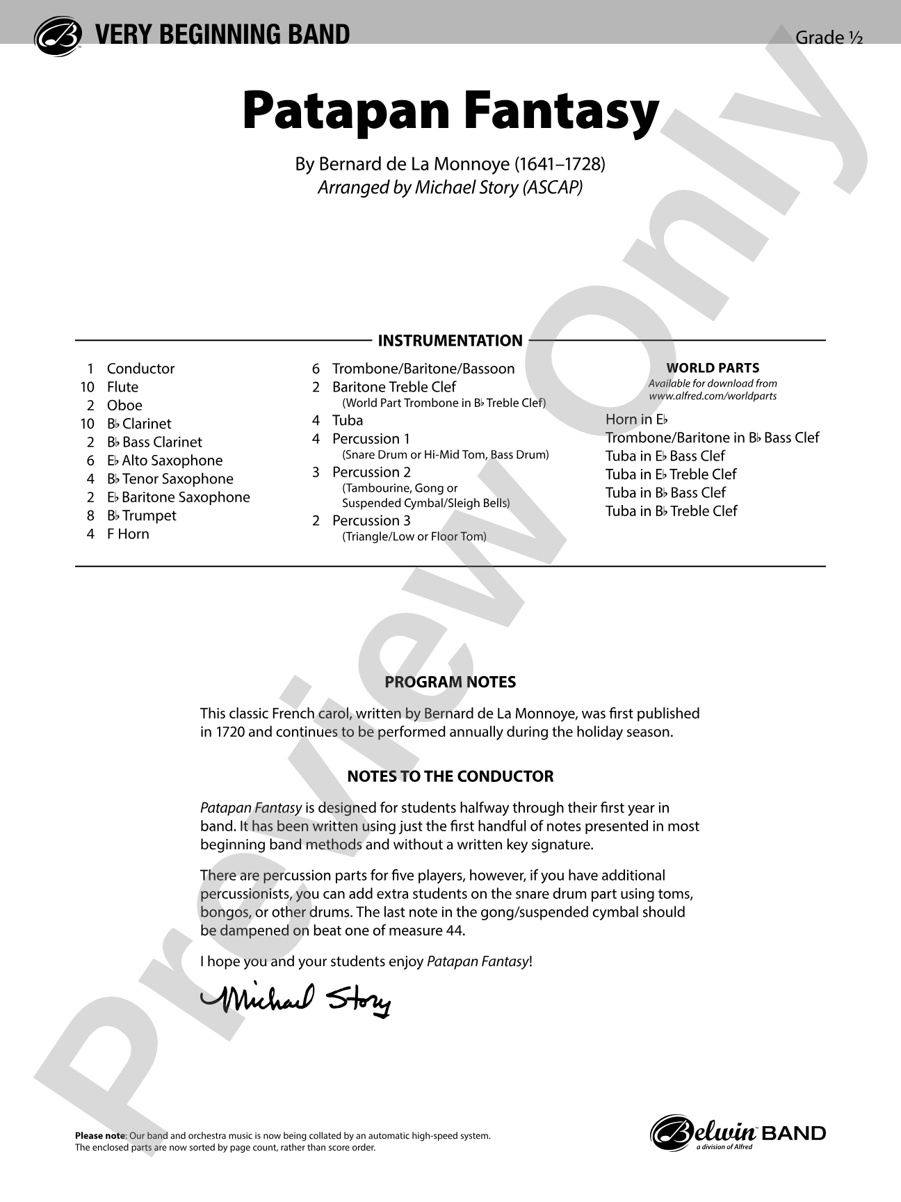 Patapan Fantasy: Concert Band Conductor Score & Parts
