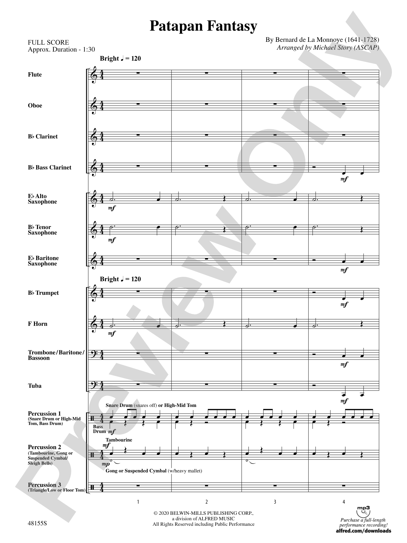 Patapan Fantasy: Concert Band Conductor Score & Parts