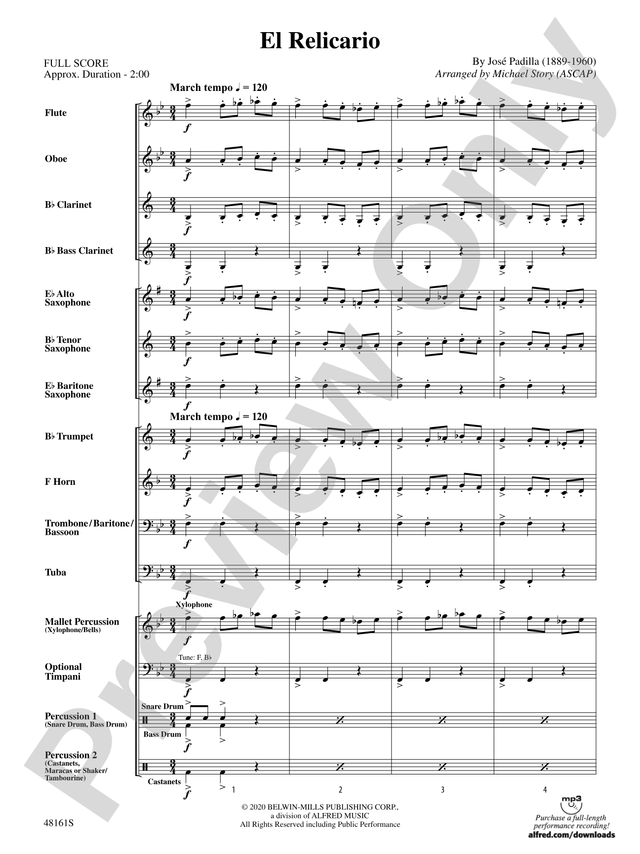 El Relicario: Concert Band Conductor Score & Parts