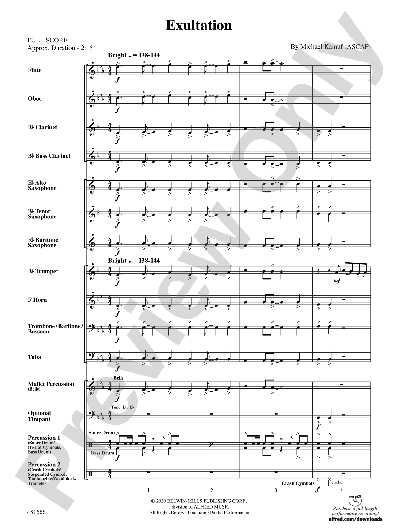 Exultation: Concert Band Conductor Score & Parts