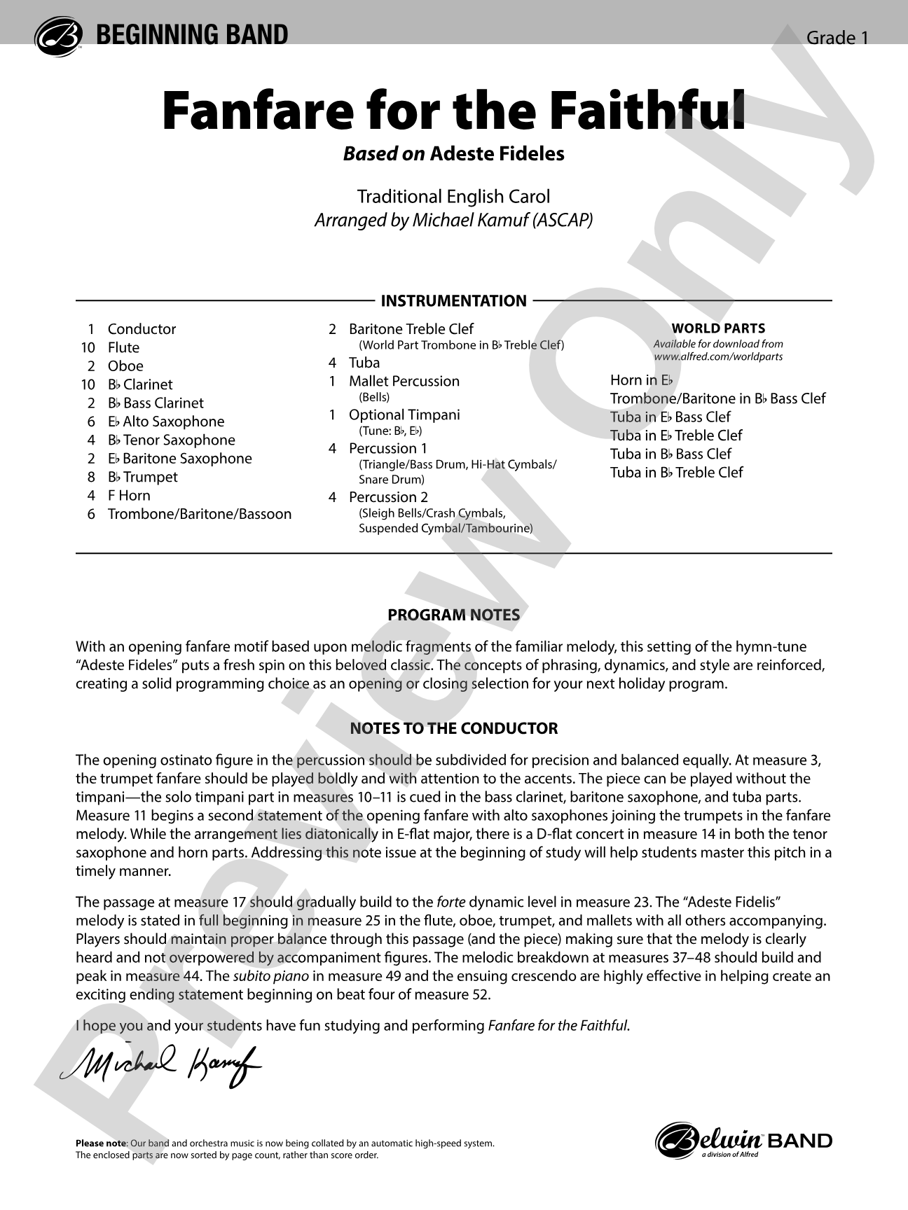 Fanfare for the Faithful: Concert Band Conductor Score & Parts