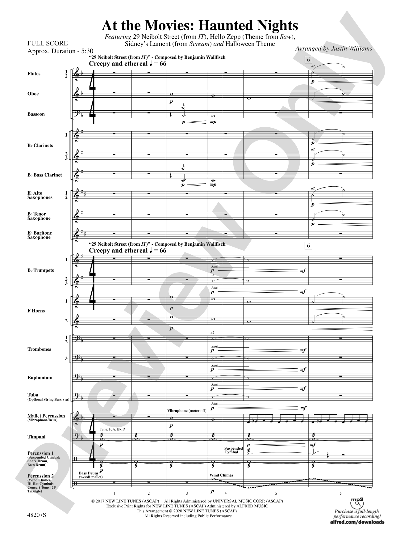 At the Movies: Haunted Nights: Concert Band Conductor Score & Parts
