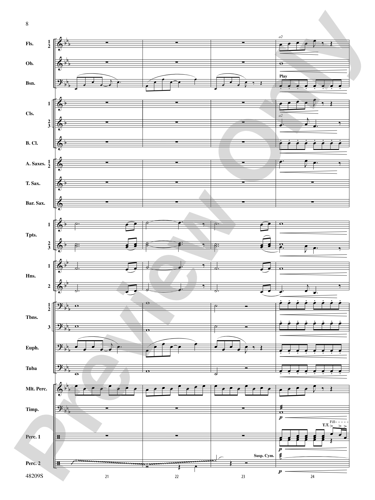 Midnight Christmas Eve: Concert Band Conductor Score & Parts