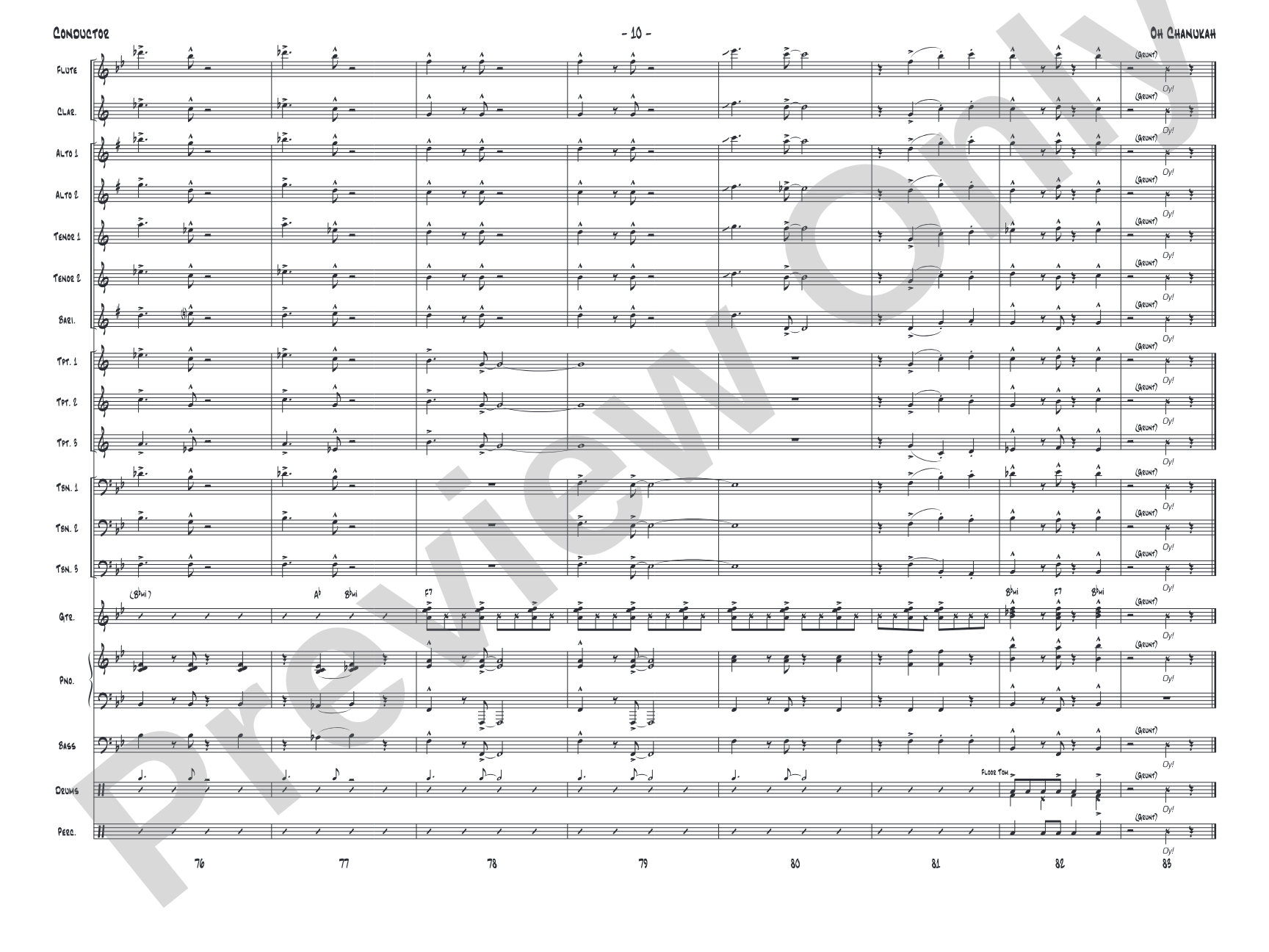 Oh Chanukah: Jazz Ensemble Conductor Score & Parts