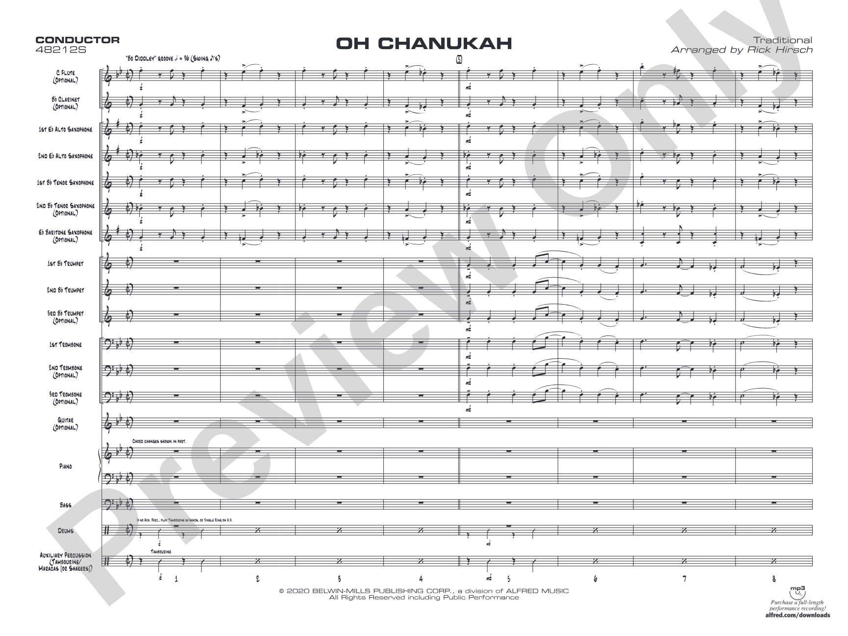 Oh Chanukah: Jazz Ensemble Conductor Score & Parts