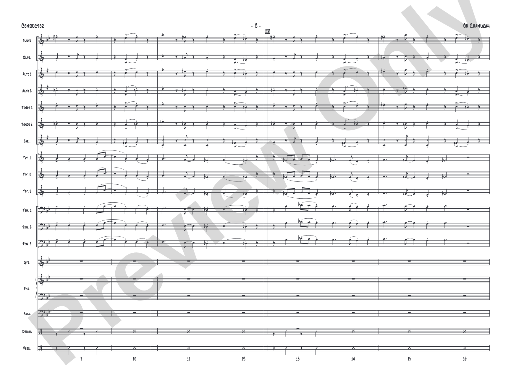 Oh Chanukah: Jazz Ensemble Conductor Score & Parts