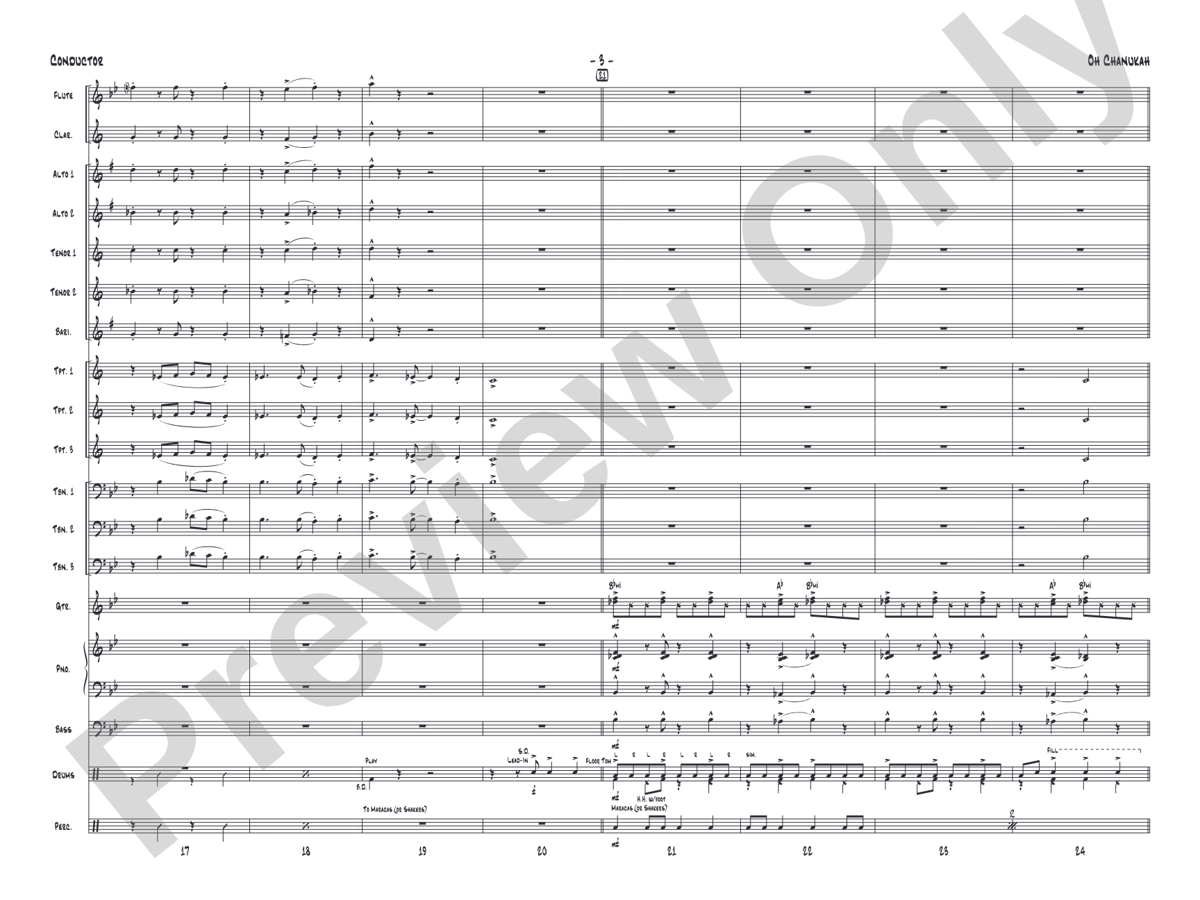 Oh Chanukah: Jazz Ensemble Conductor Score & Parts