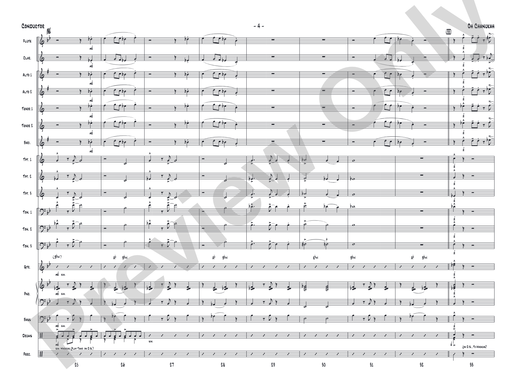 Oh Chanukah: Jazz Ensemble Conductor Score & Parts