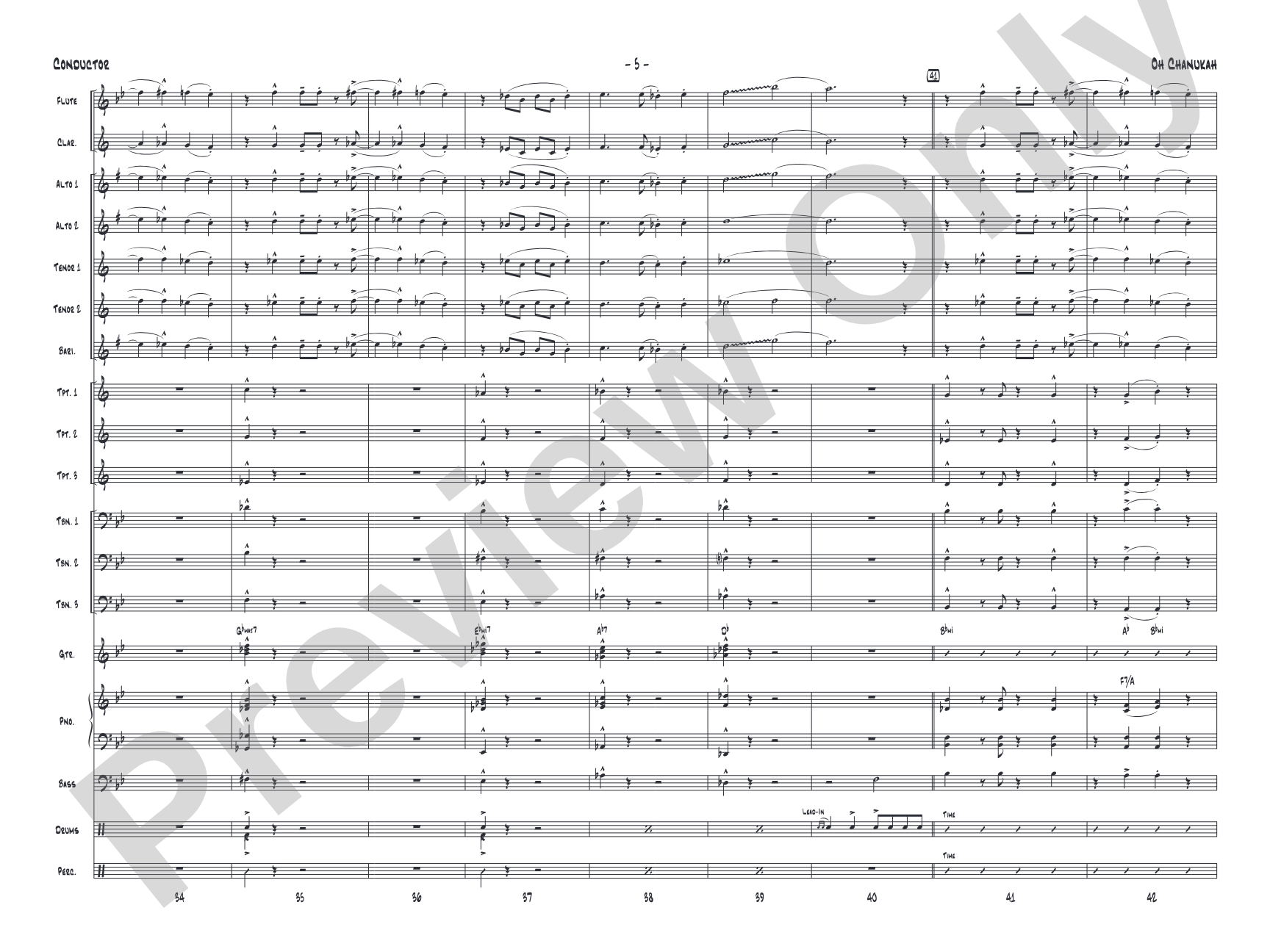 Oh Chanukah: Jazz Ensemble Conductor Score & Parts