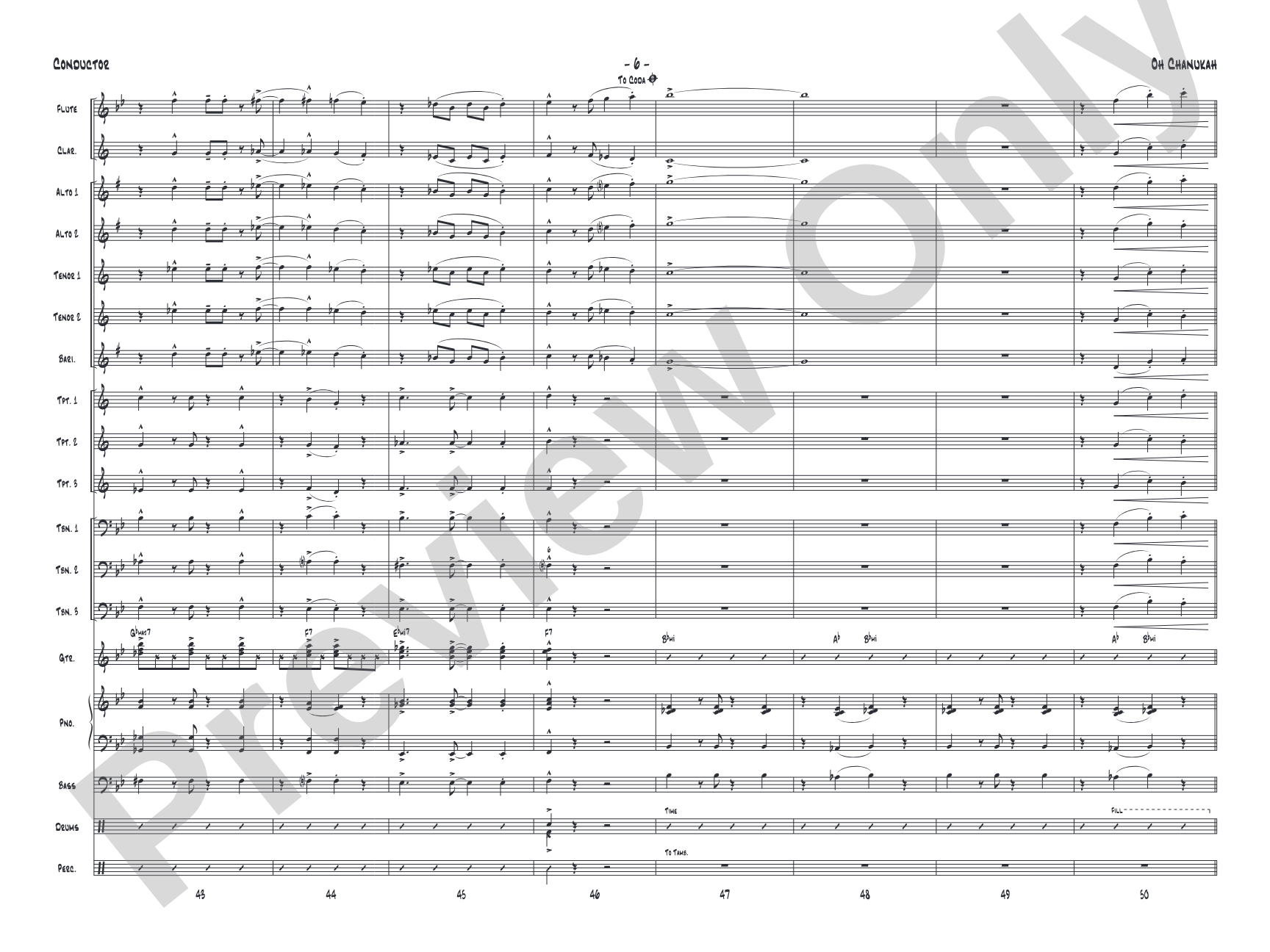 Oh Chanukah: Jazz Ensemble Conductor Score & Parts
