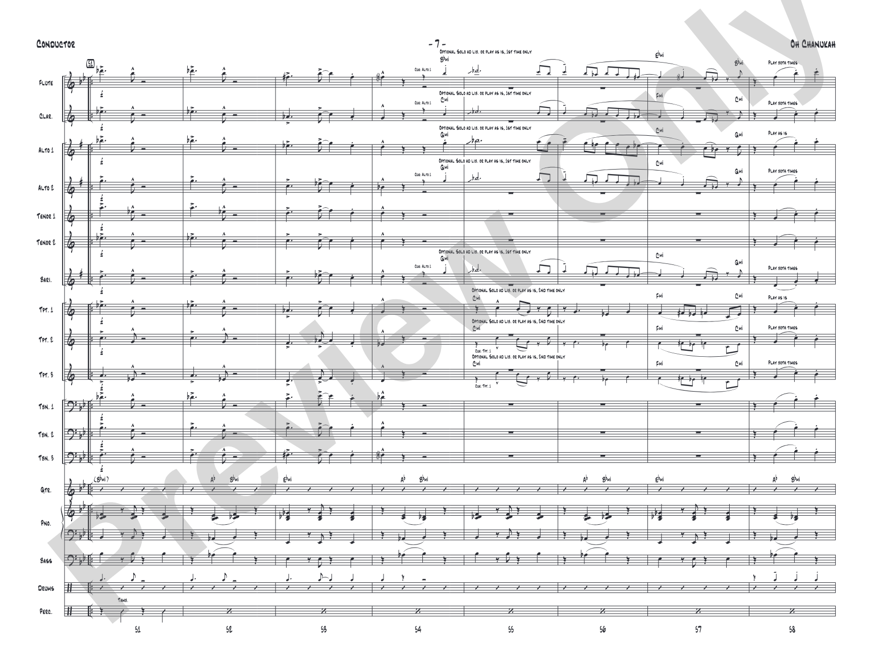 Oh Chanukah: Jazz Ensemble Conductor Score & Parts