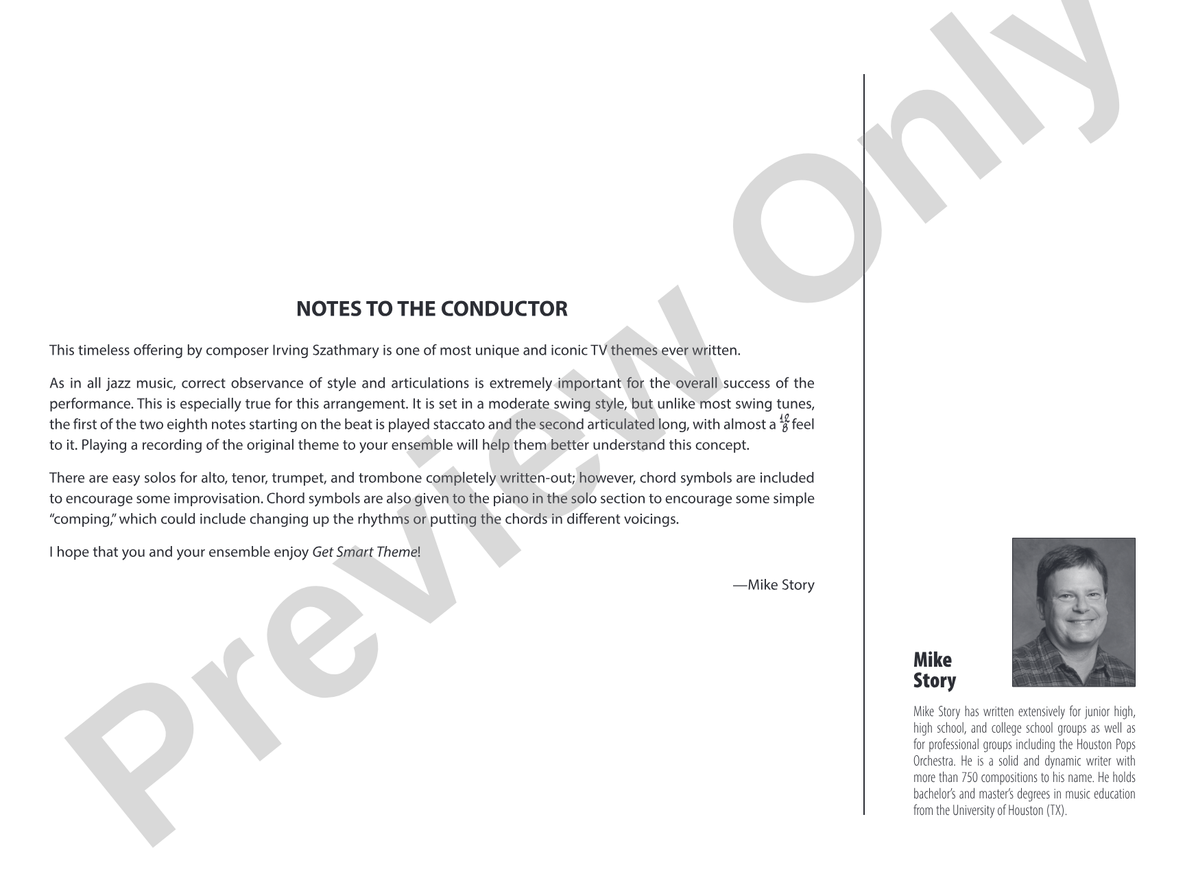 Get Smart Theme: Jazz Ensemble Conductor Score & Parts