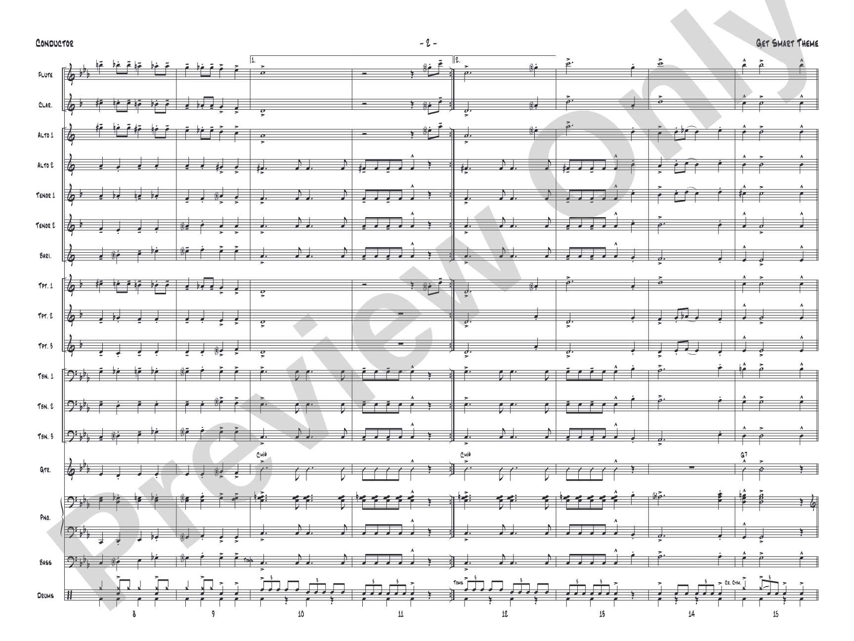 Get Smart Theme: Jazz Ensemble Conductor Score & Parts