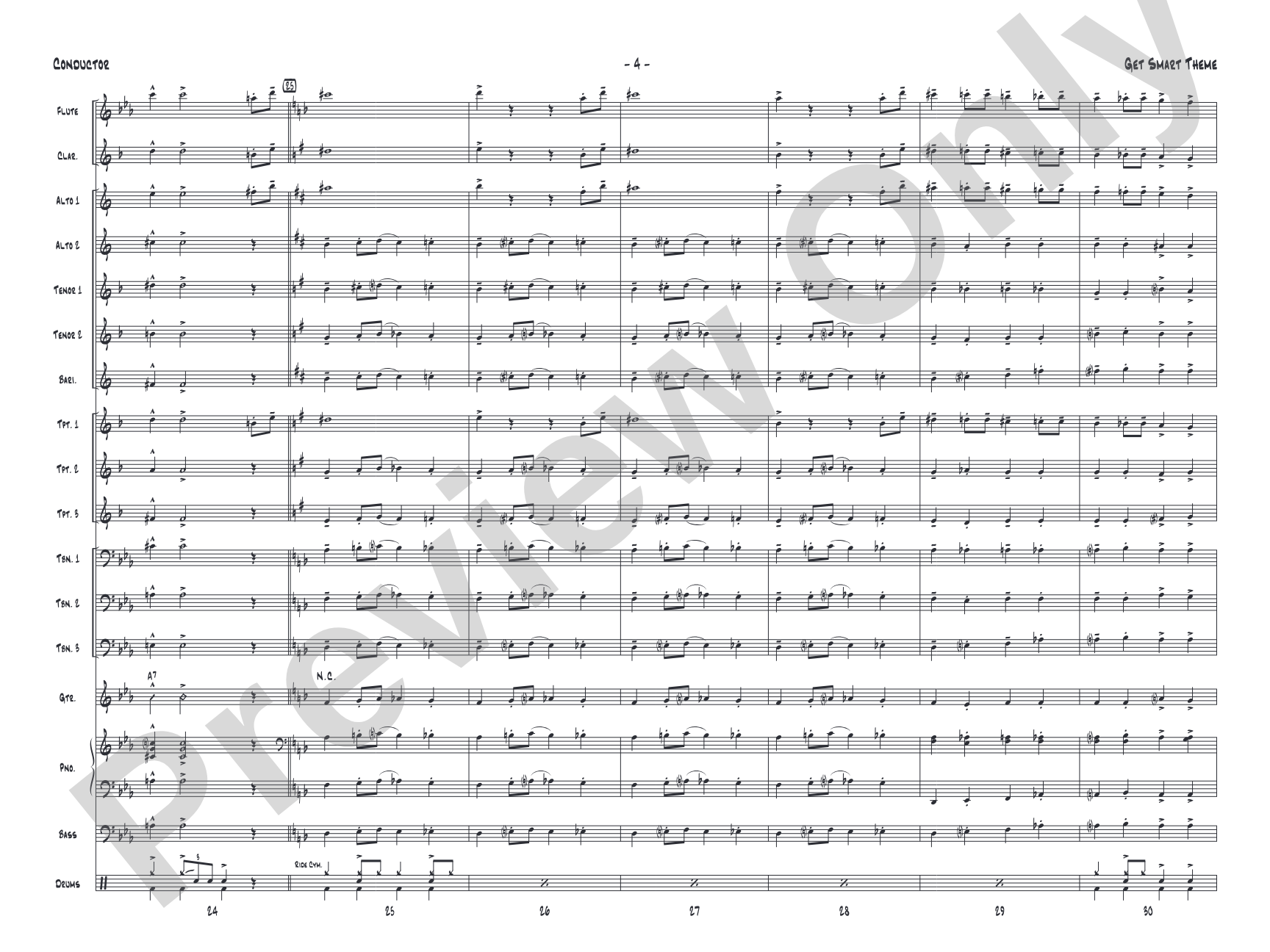 Get Smart Theme: Jazz Ensemble Conductor Score & Parts