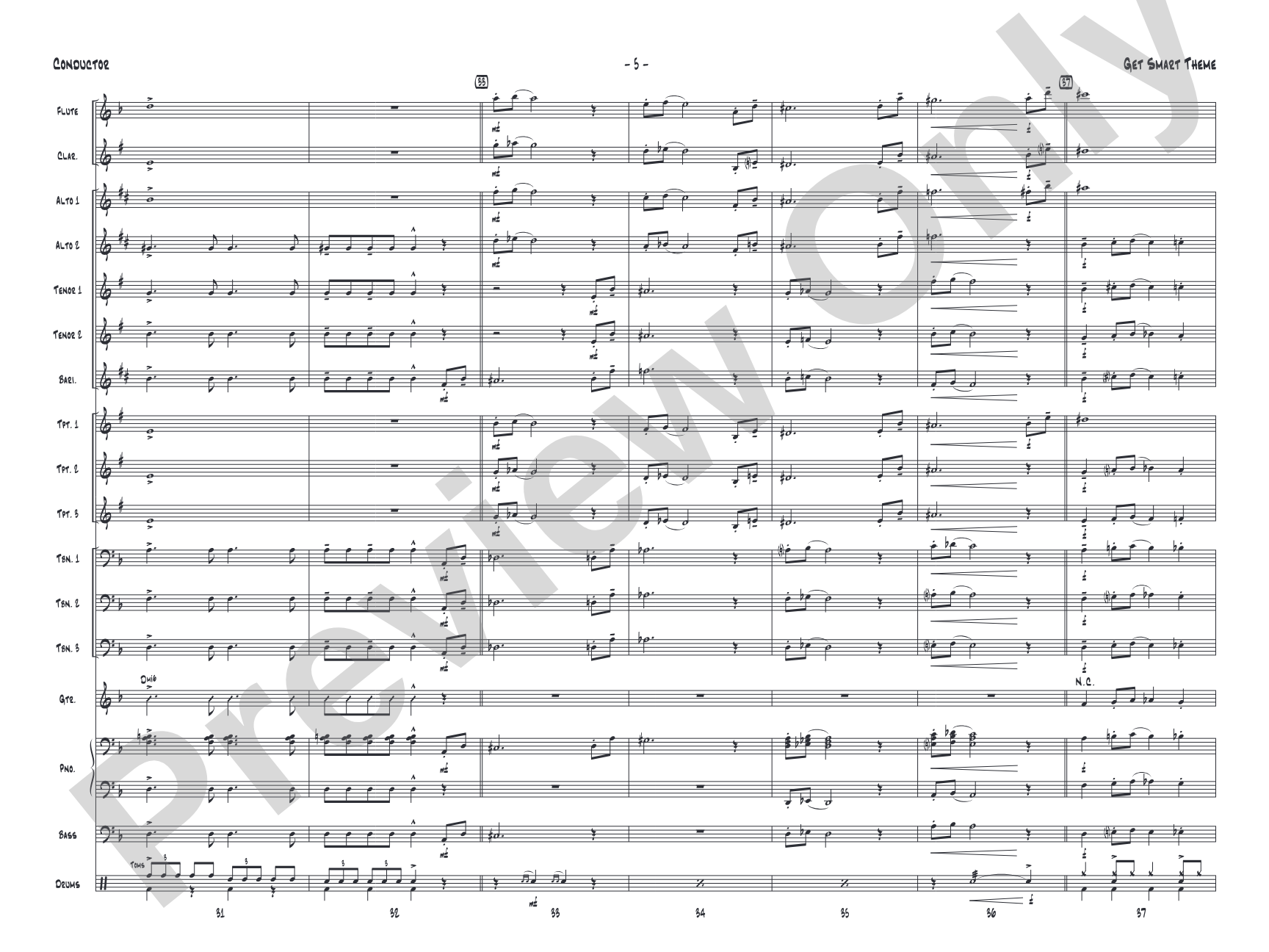 Get Smart Theme: Jazz Ensemble Conductor Score & Parts
