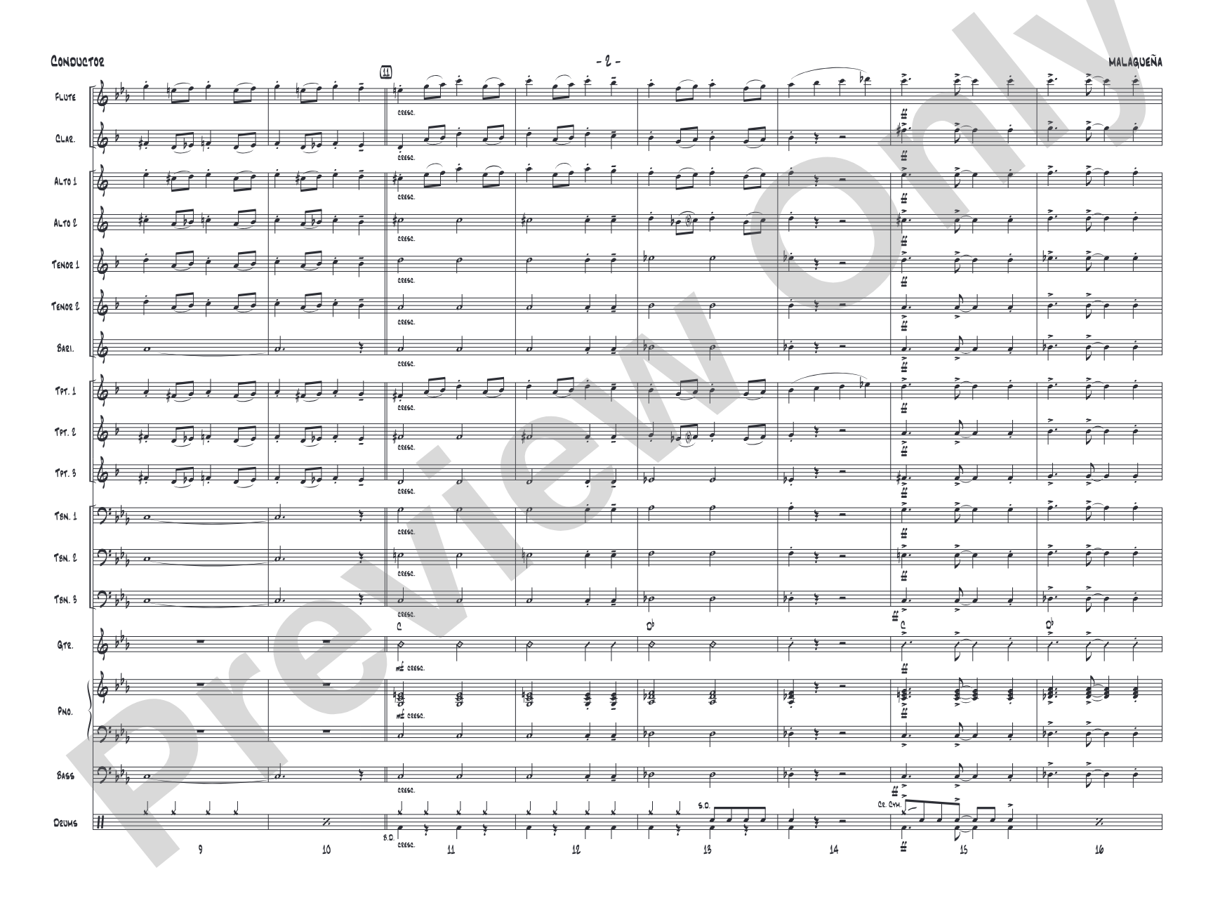 Malagueña: Jazz Ensemble Conductor Score & Parts