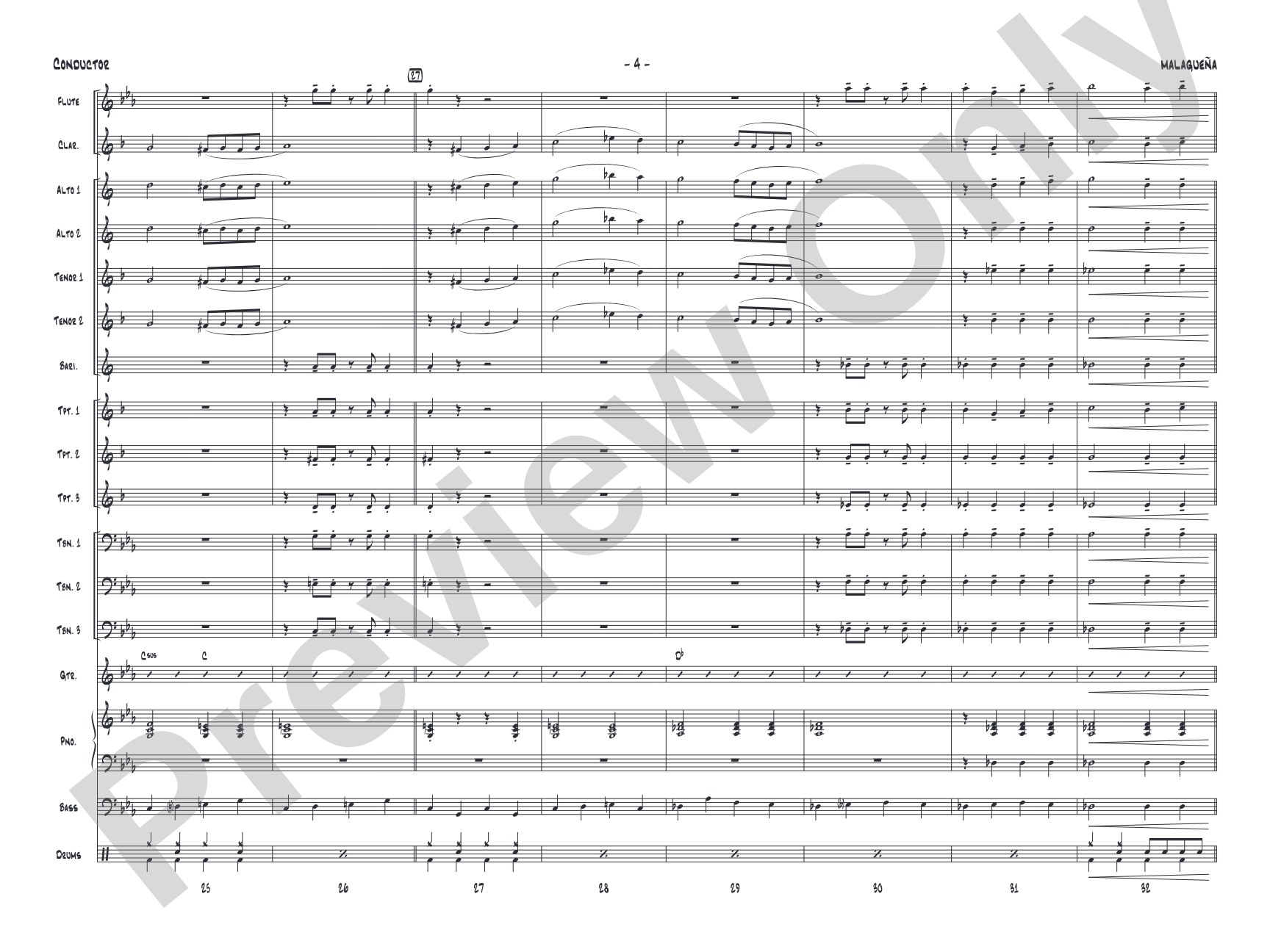 Malagueña: Jazz Ensemble Conductor Score & Parts