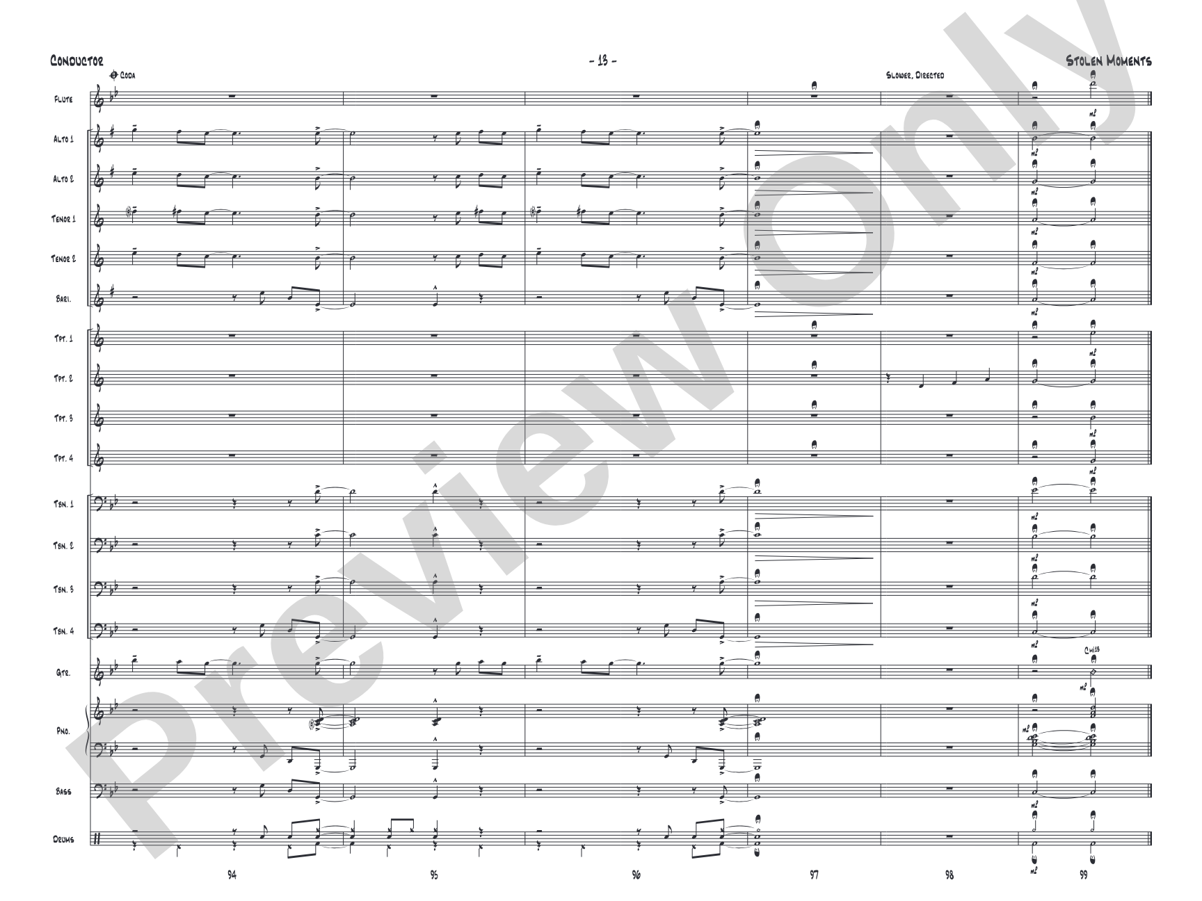 Stolen Moments: Jazz Ensemble Conductor Score & Parts