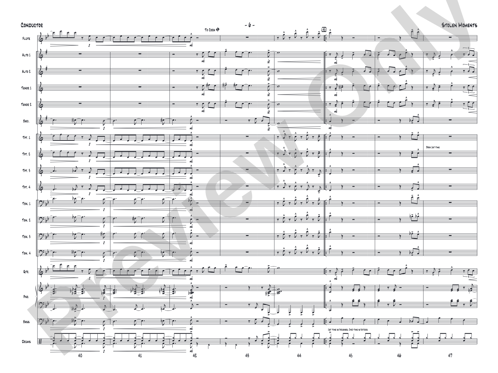 Stolen Moments: Jazz Ensemble Conductor Score & Parts