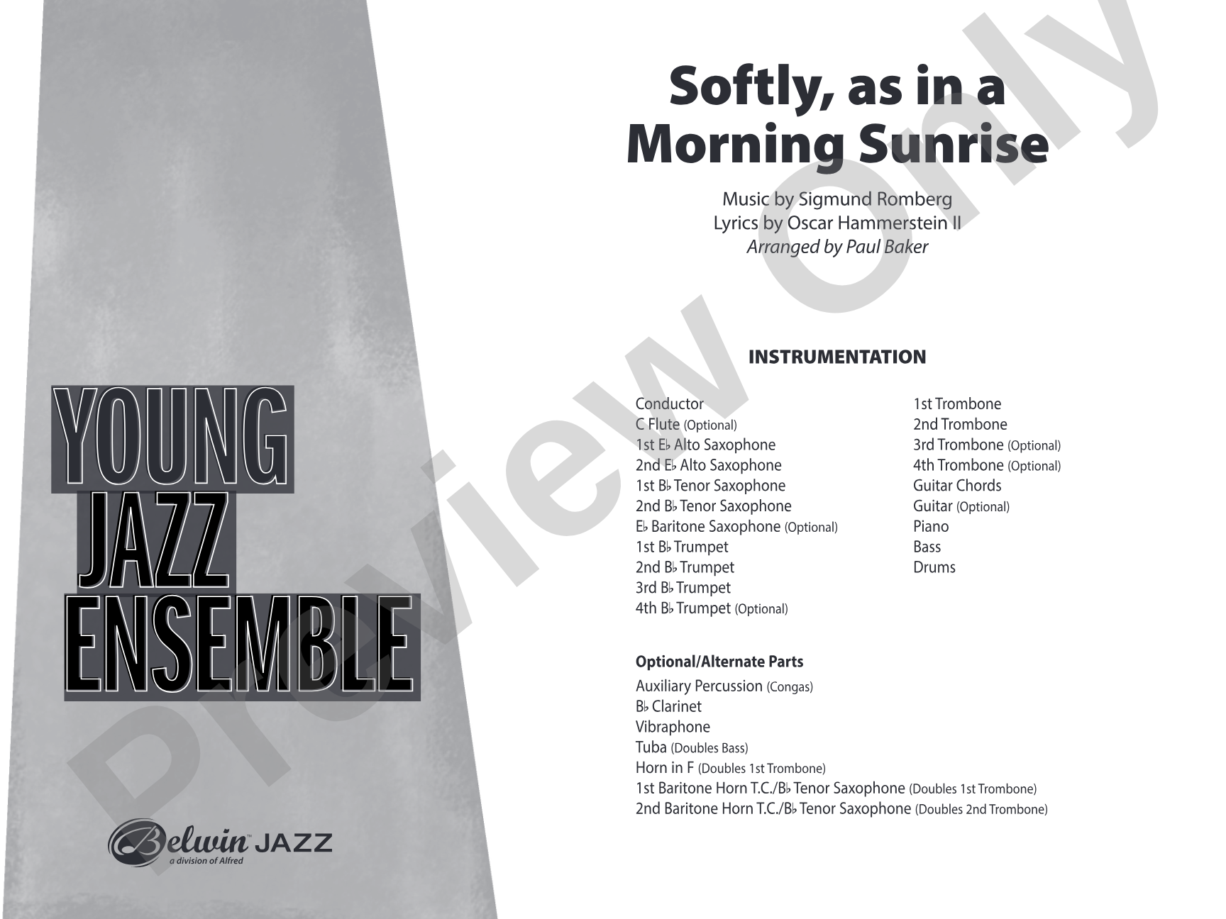 Softly, as in a Morning Sunrise: Jazz Ensemble Conductor Score & Parts