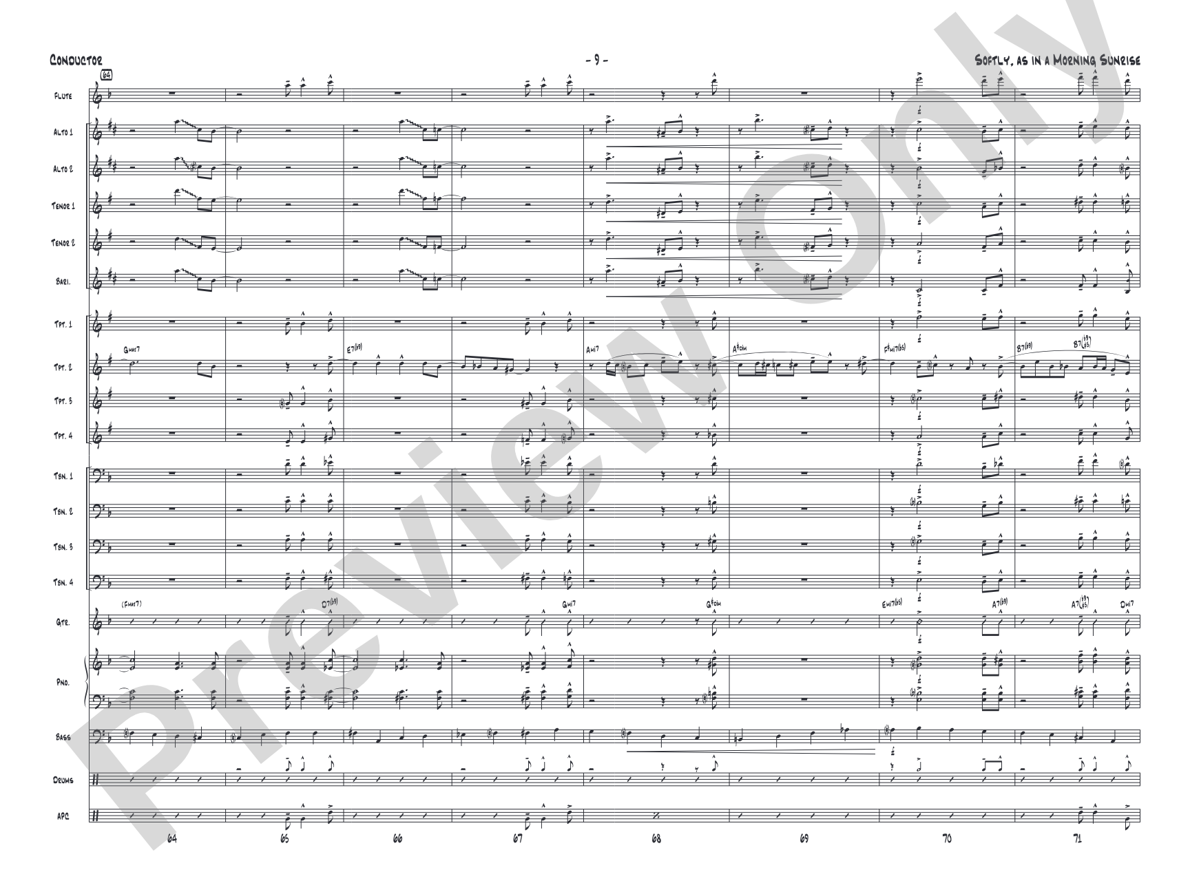 Softly, as in a Morning Sunrise: Jazz Ensemble Conductor Score & Parts