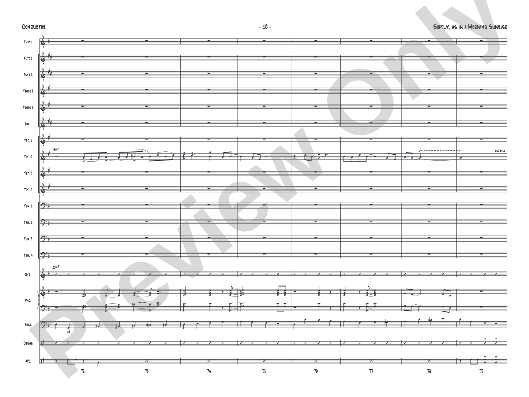 Softly, as in a Morning Sunrise: Jazz Ensemble Conductor Score & Parts