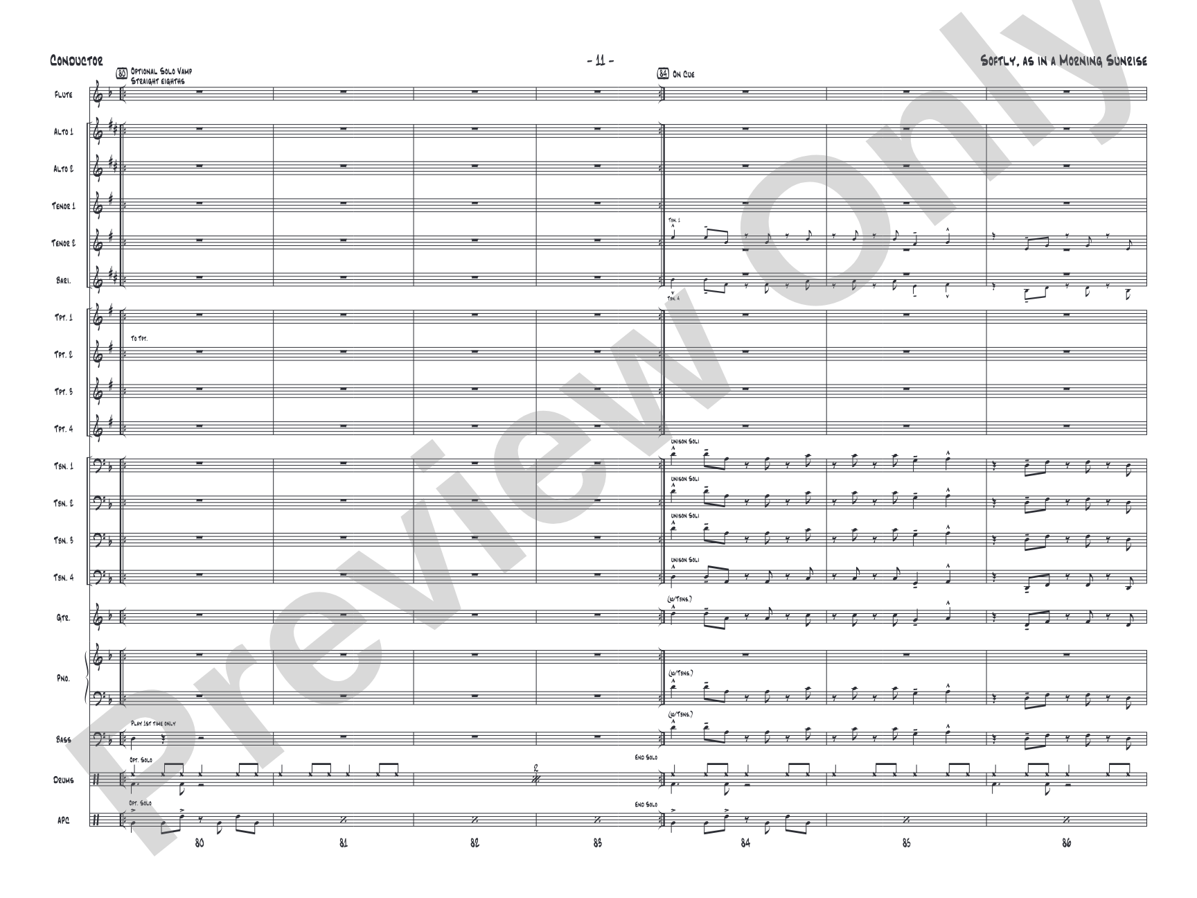 Softly, as in a Morning Sunrise: Jazz Ensemble Conductor Score & Parts
