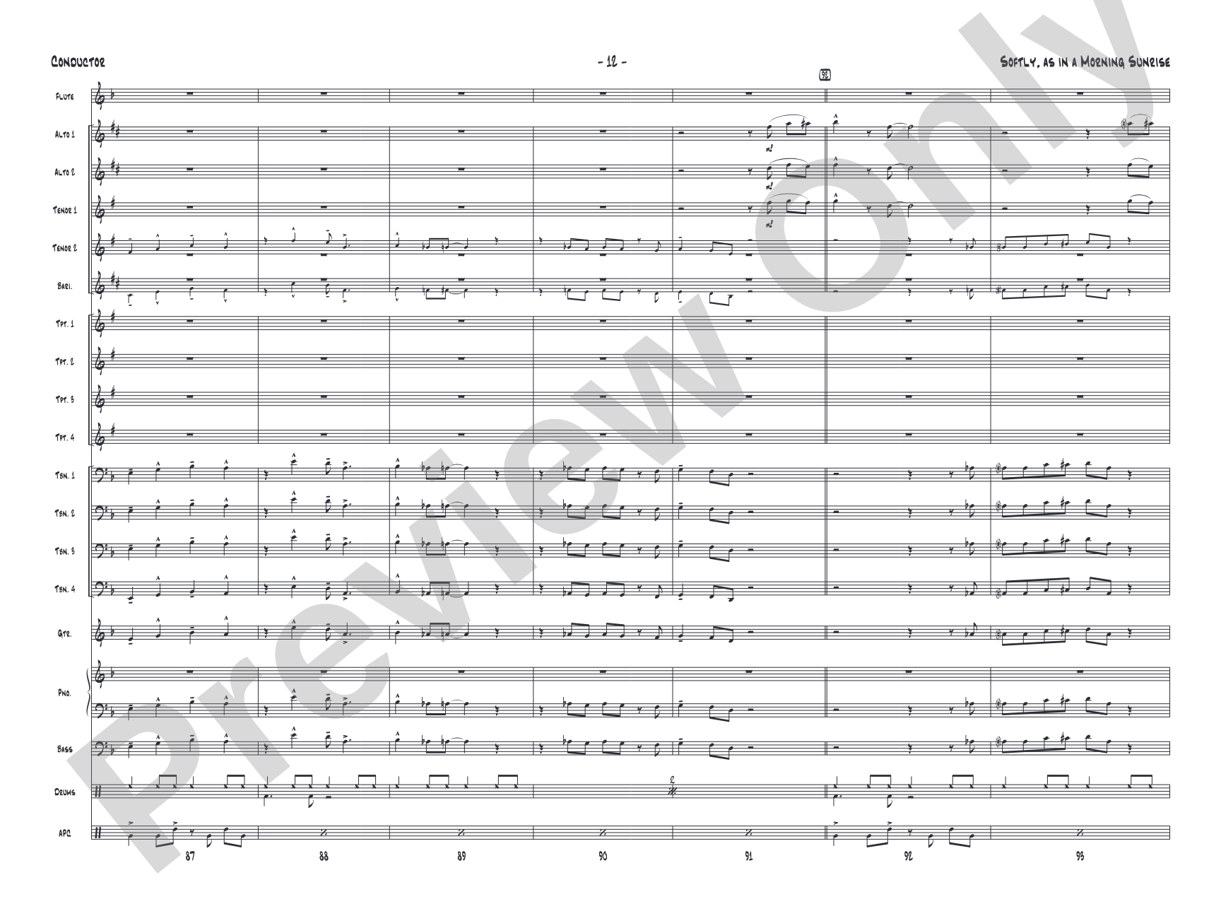 Softly, as in a Morning Sunrise: Jazz Ensemble Conductor Score & Parts