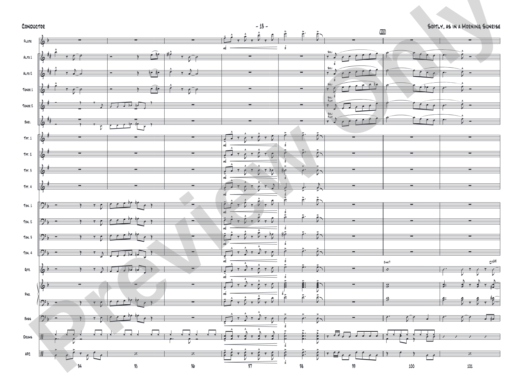 Softly, as in a Morning Sunrise: Jazz Ensemble Conductor Score & Parts