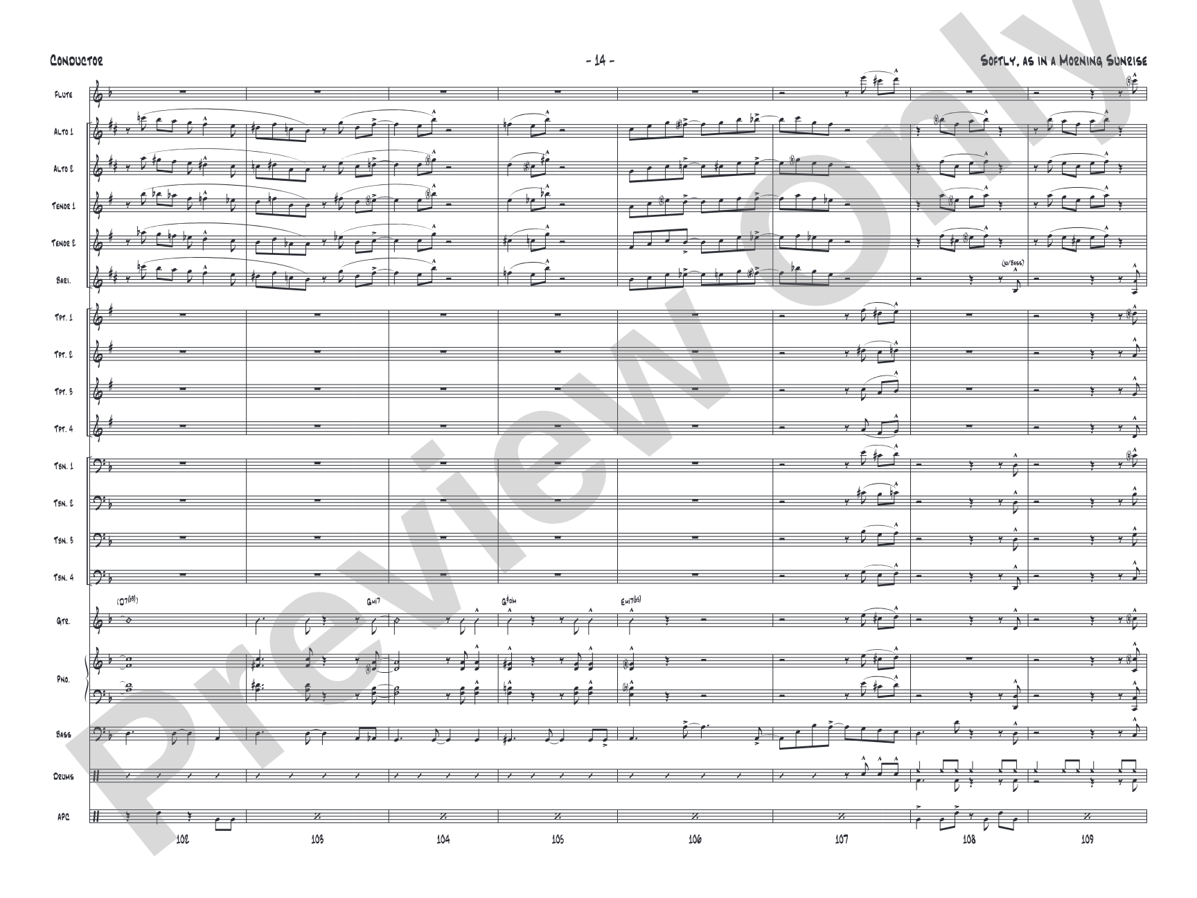 Softly, as in a Morning Sunrise: Jazz Ensemble Conductor Score & Parts