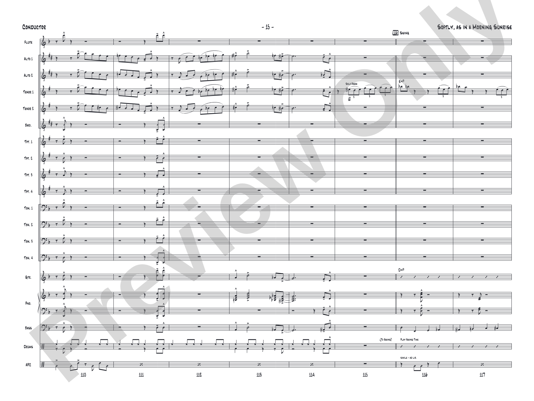 Softly, as in a Morning Sunrise: Jazz Ensemble Conductor Score & Parts