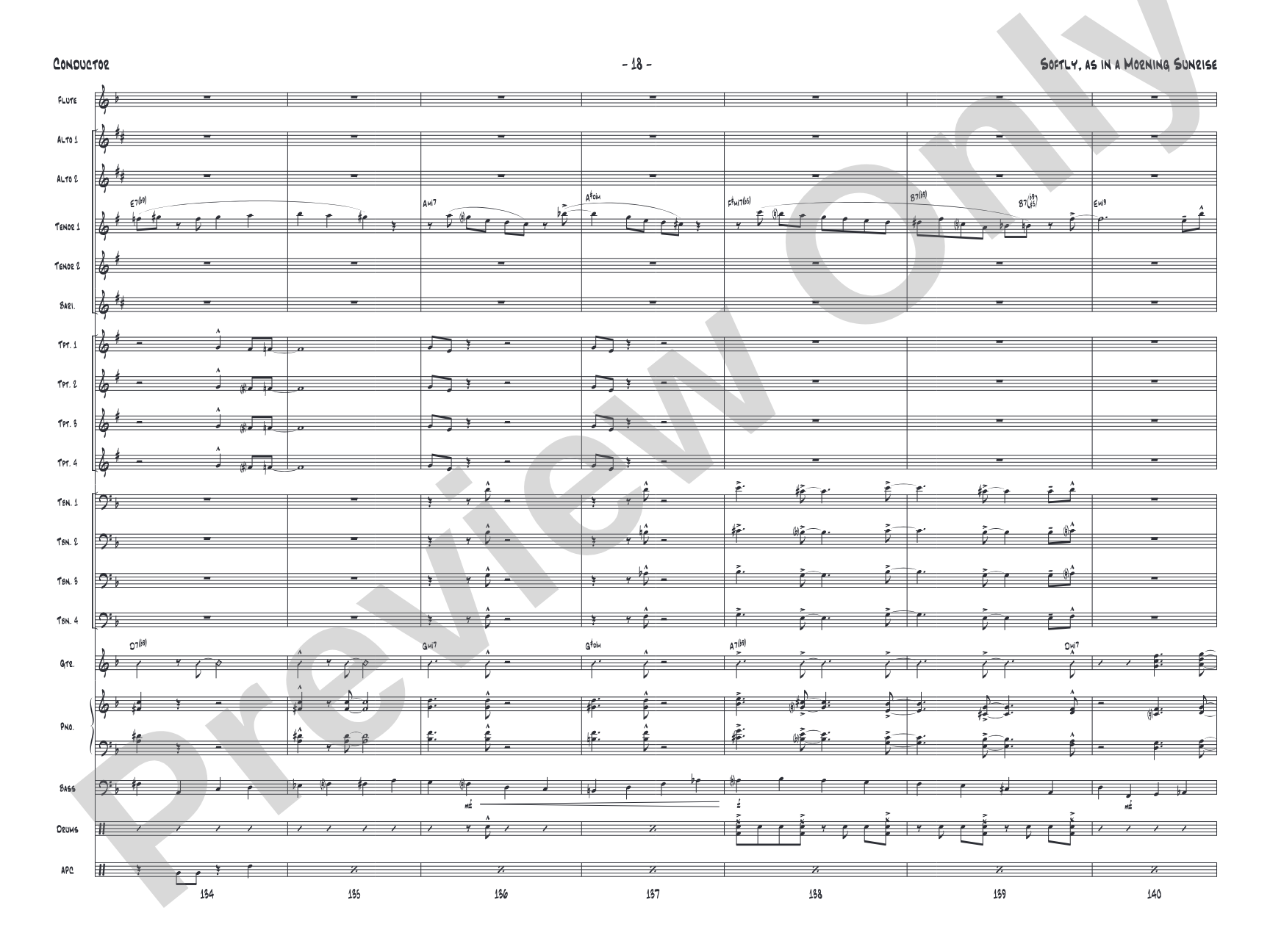 Softly, as in a Morning Sunrise: Jazz Ensemble Conductor Score & Parts
