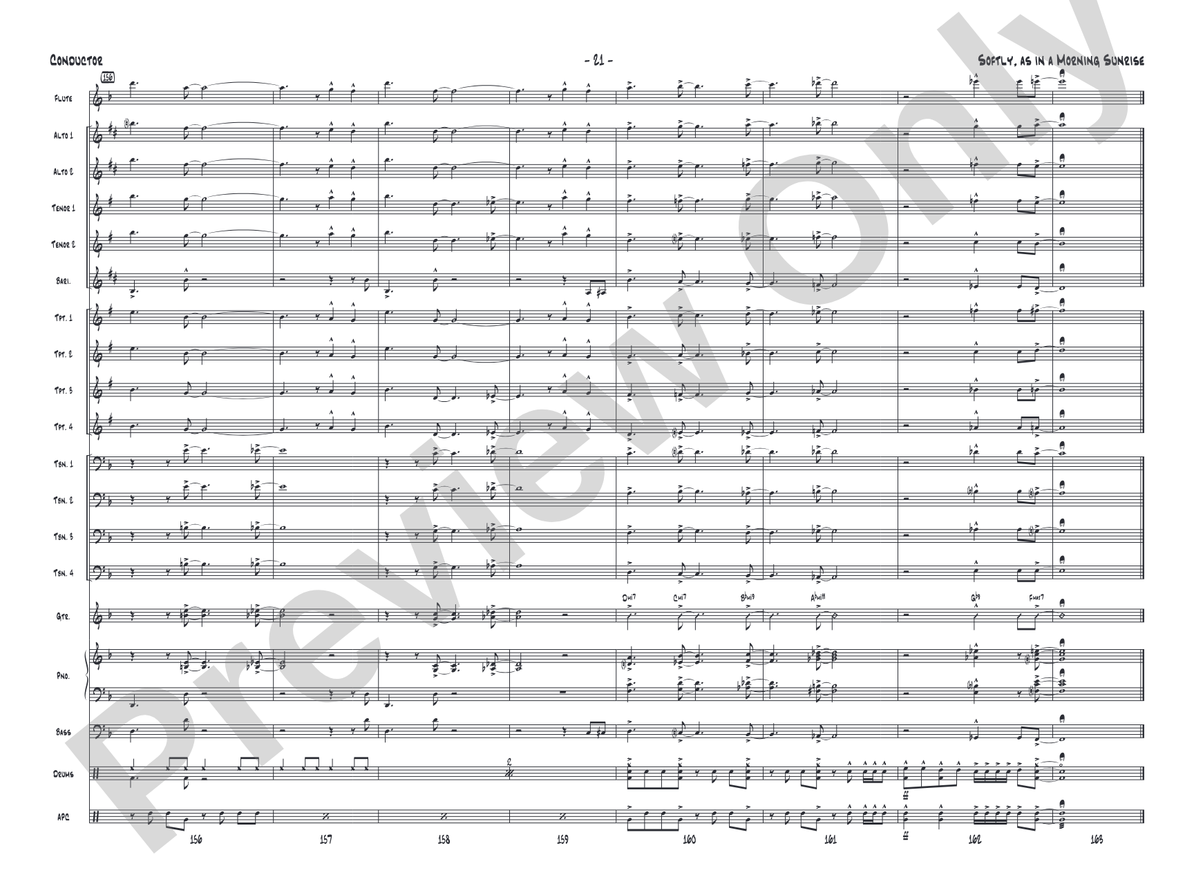 Softly, as in a Morning Sunrise: Jazz Ensemble Conductor Score & Parts