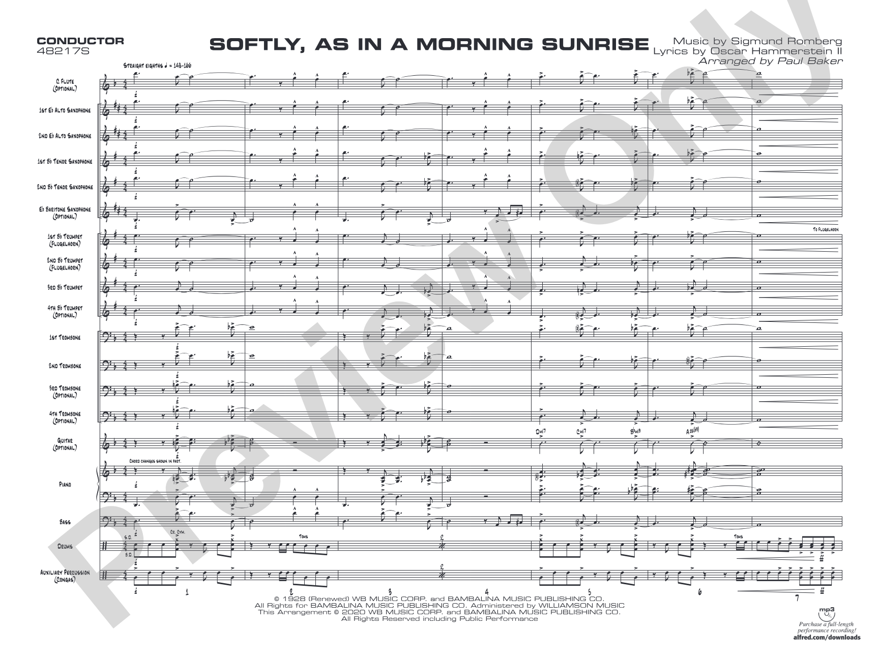 Softly, as in a Morning Sunrise: Jazz Ensemble Conductor Score & Parts