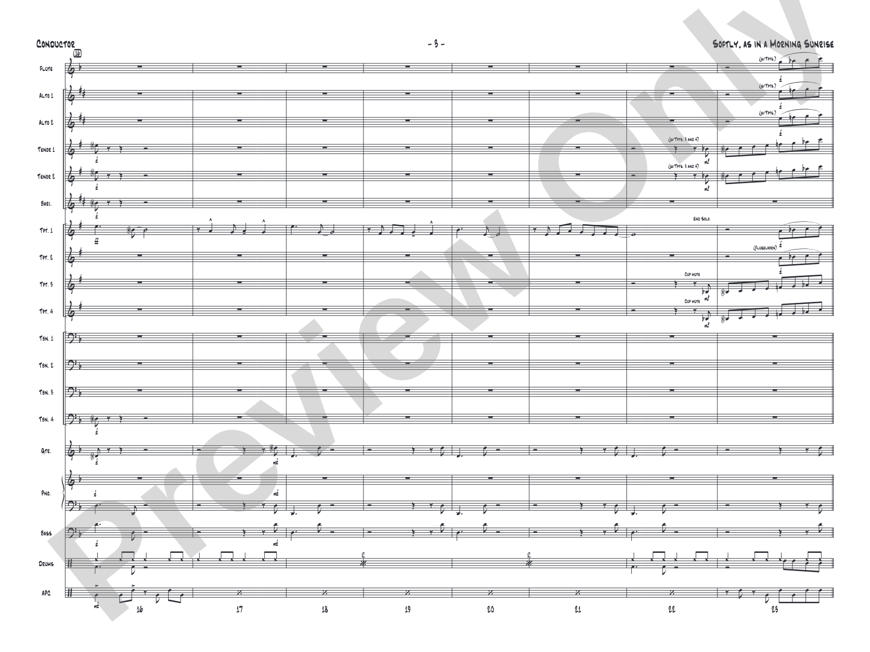 Softly, as in a Morning Sunrise: Jazz Ensemble Conductor Score & Parts