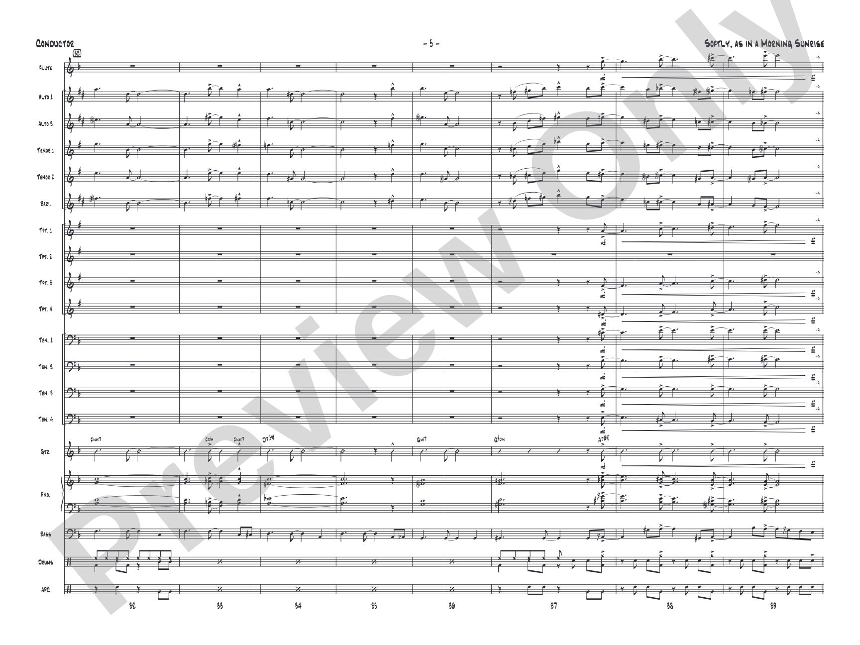 Softly, as in a Morning Sunrise: Jazz Ensemble Conductor Score & Parts