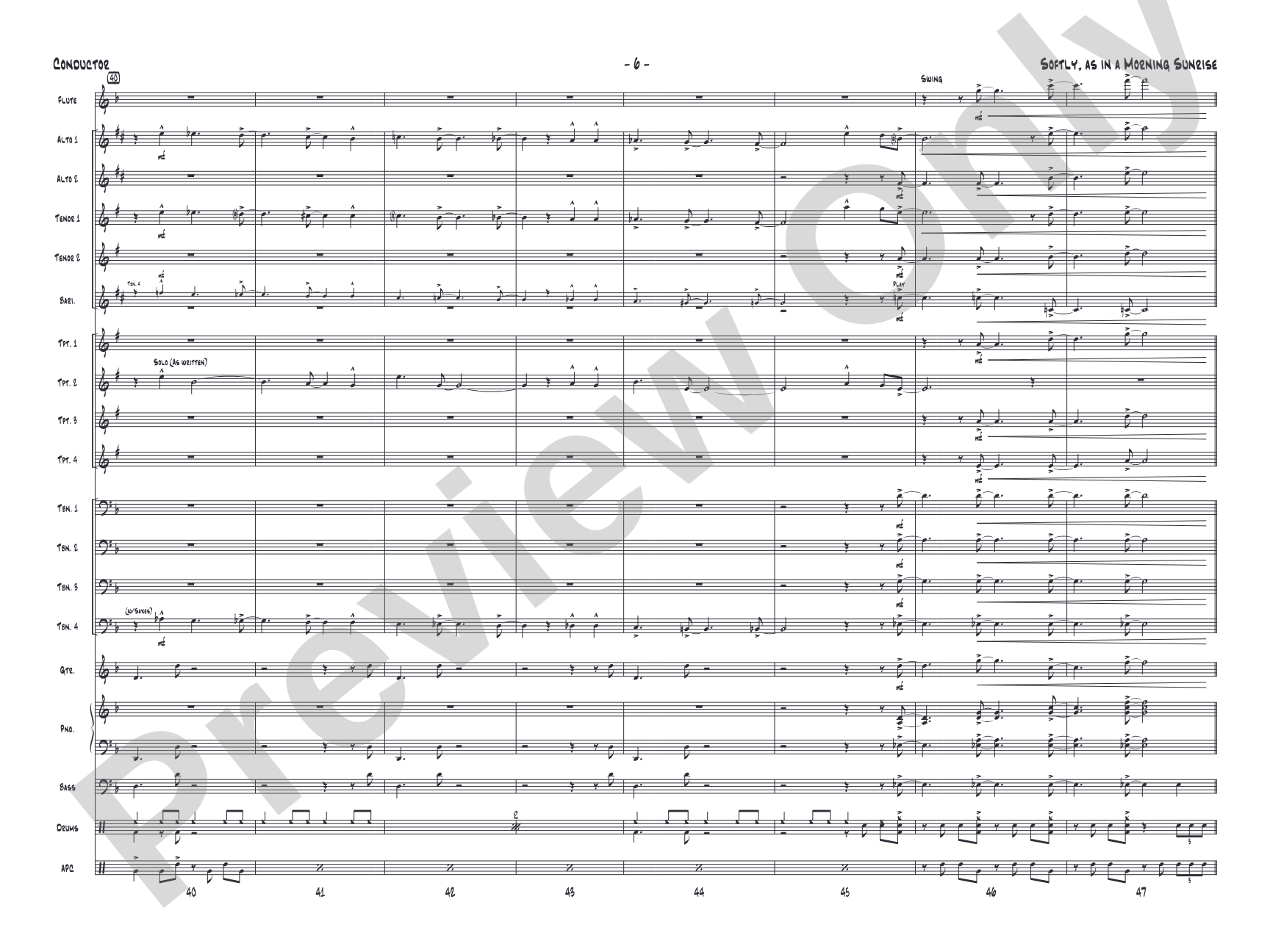 Softly, as in a Morning Sunrise: Jazz Ensemble Conductor Score & Parts