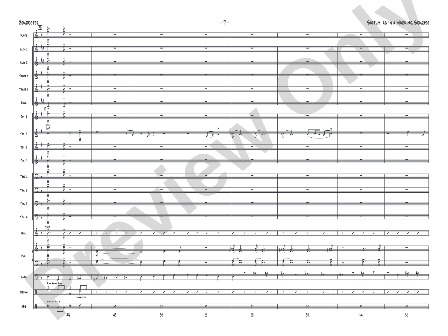 Softly, as in a Morning Sunrise: Jazz Ensemble Conductor Score & Parts
