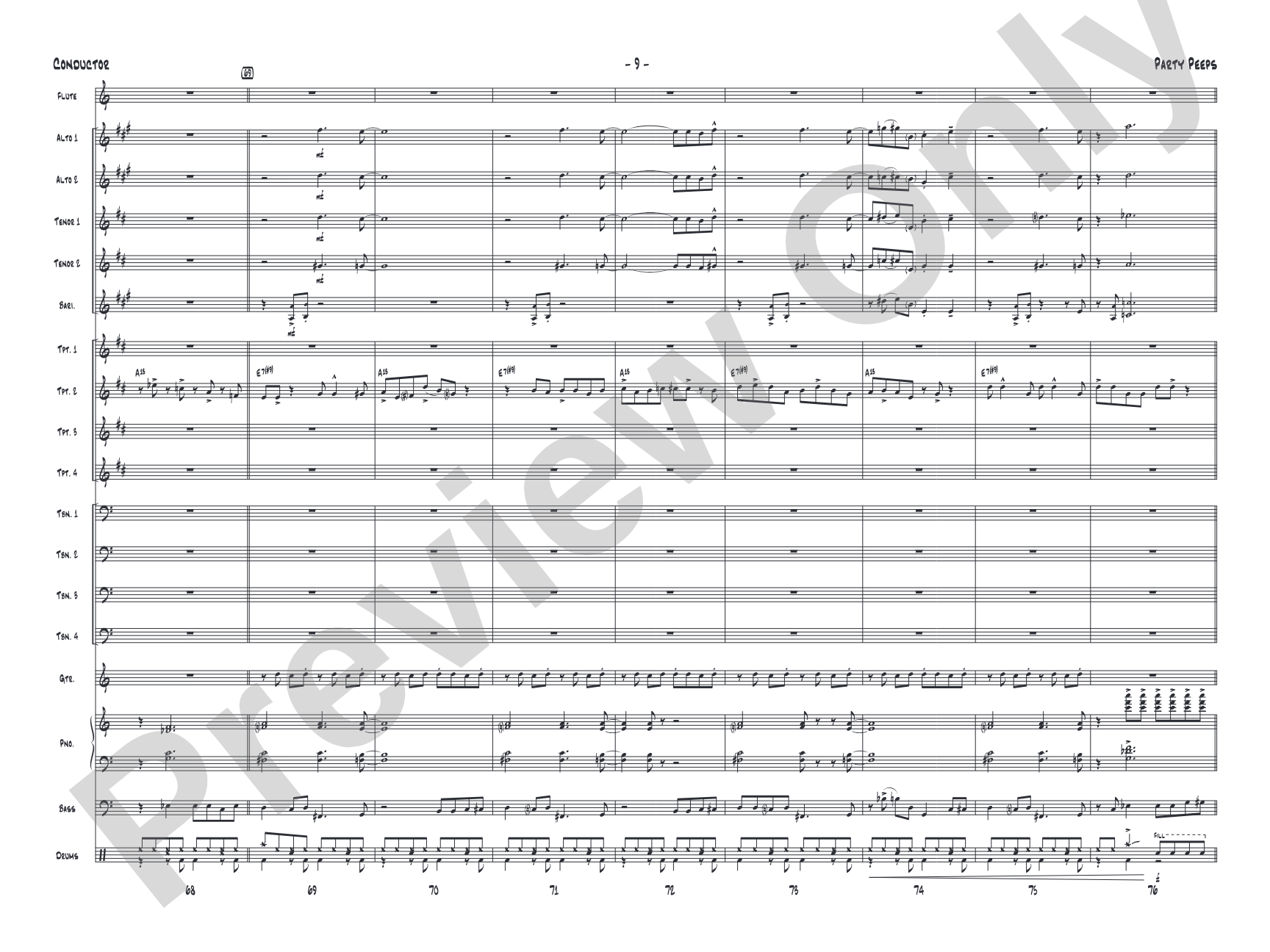 Party Peeps: Jazz Ensemble Conductor Score & Parts