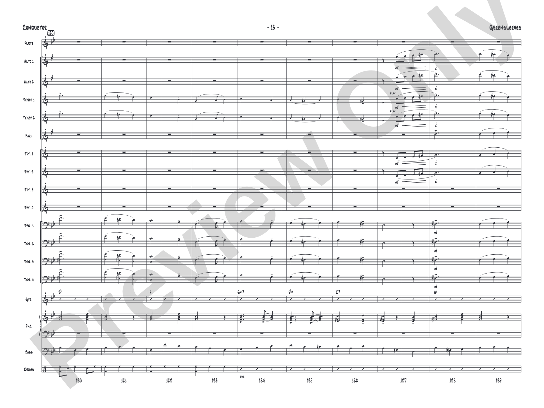 Greensleeves: Jazz Ensemble Conductor Score & Parts