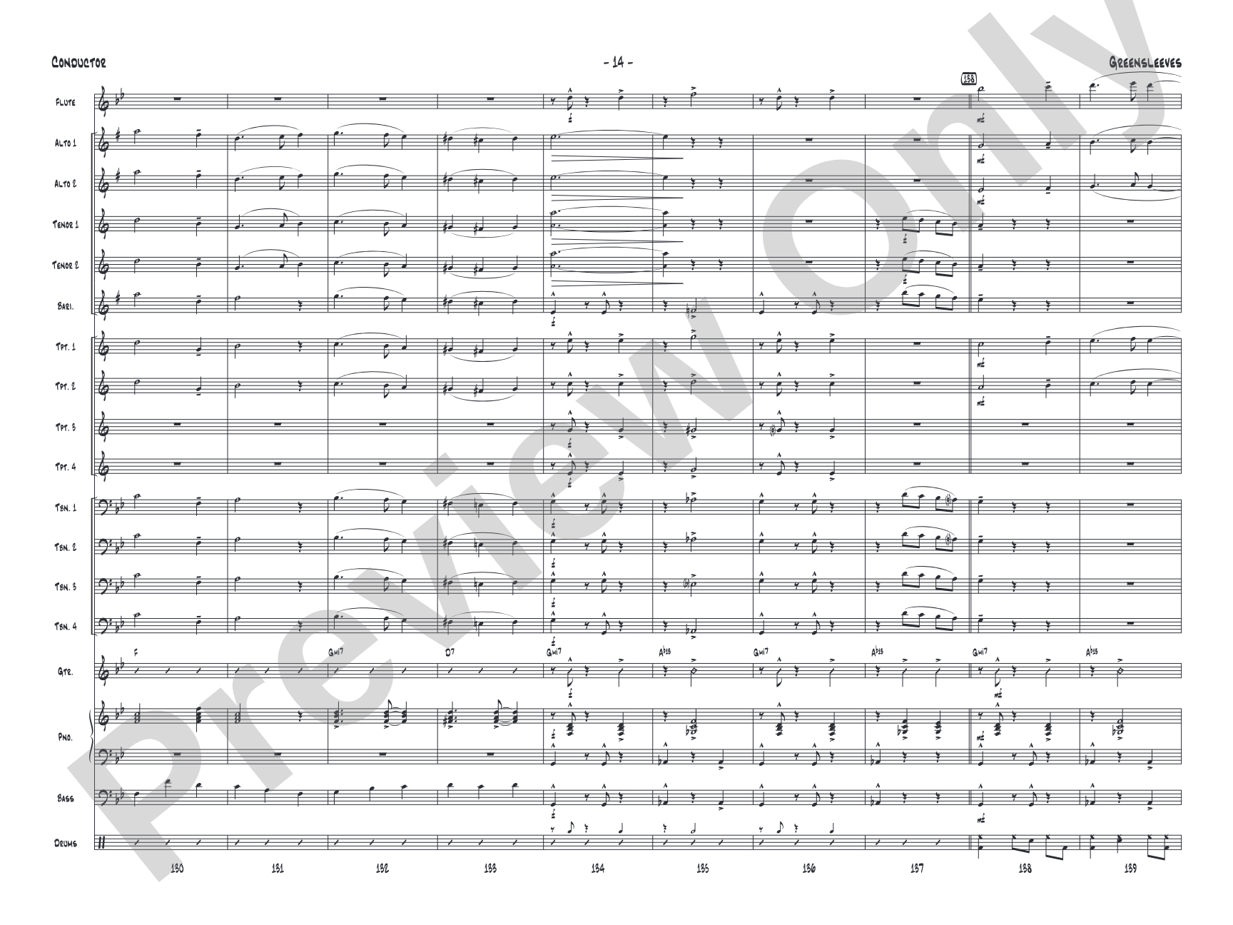 Greensleeves: Jazz Ensemble Conductor Score & Parts