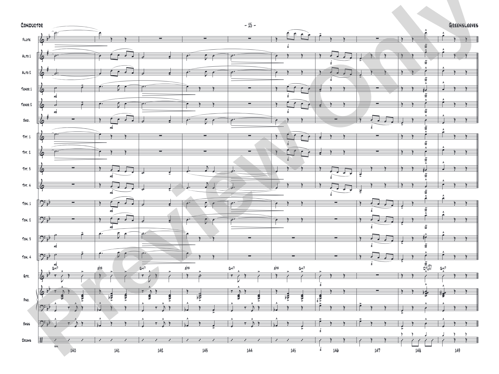 Greensleeves: Jazz Ensemble Conductor Score & Parts