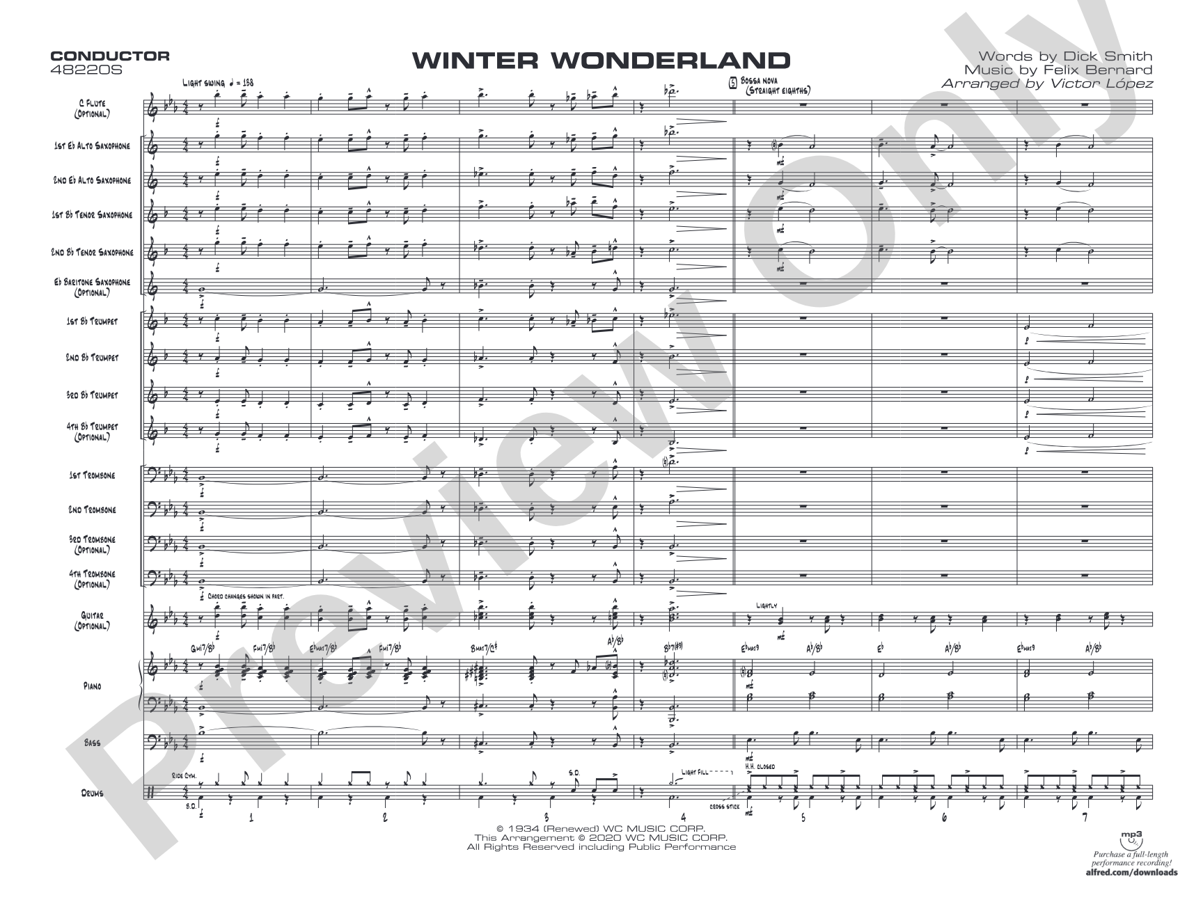 Winter Wonderland: Jazz Ensemble Conductor Score & Parts