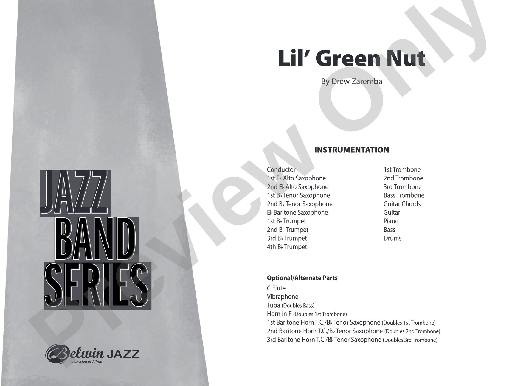 Lil' Green Nut: Jazz Ensemble Conductor Score & Parts