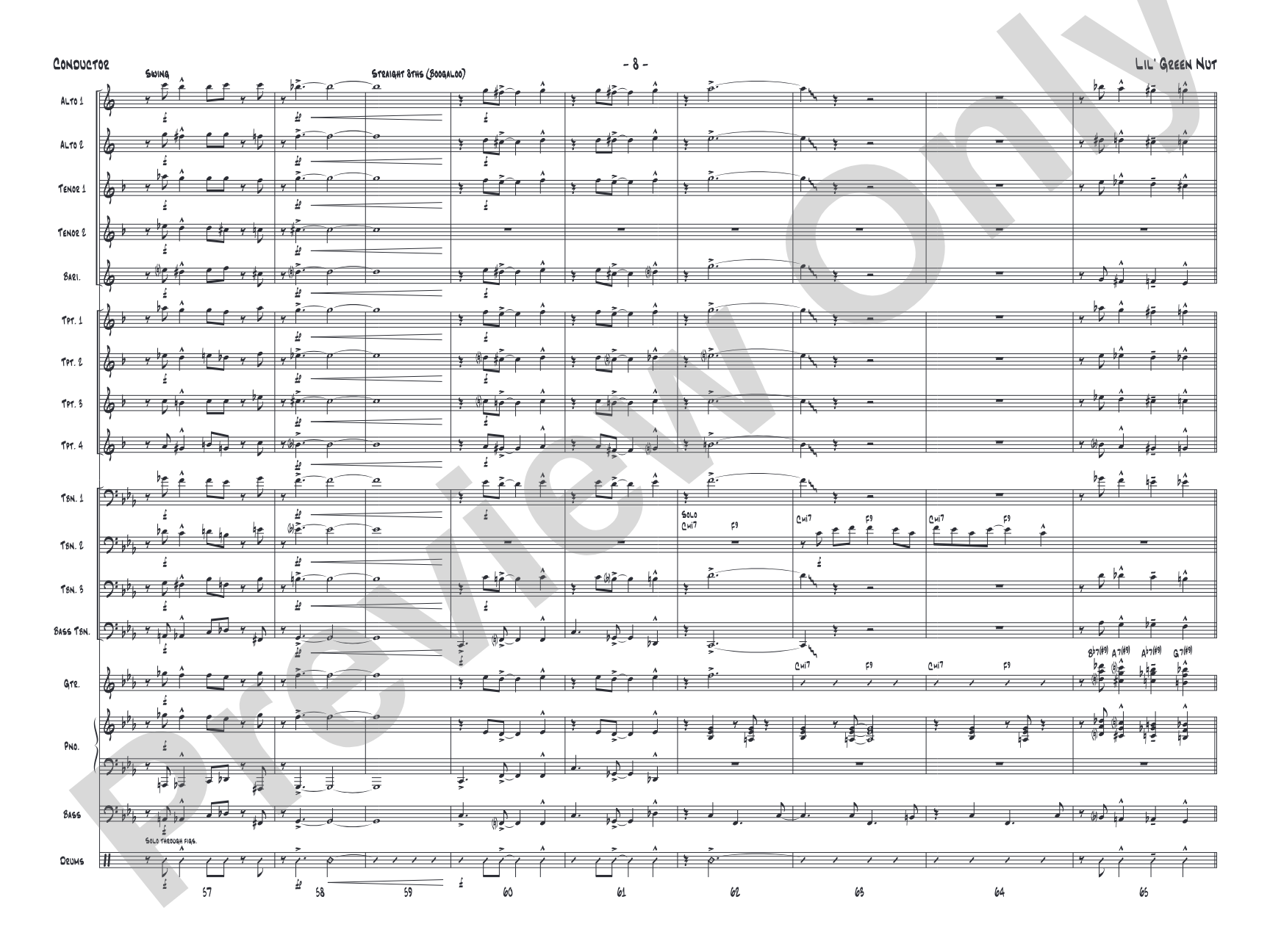 Lil' Green Nut: Jazz Ensemble Conductor Score & Parts
