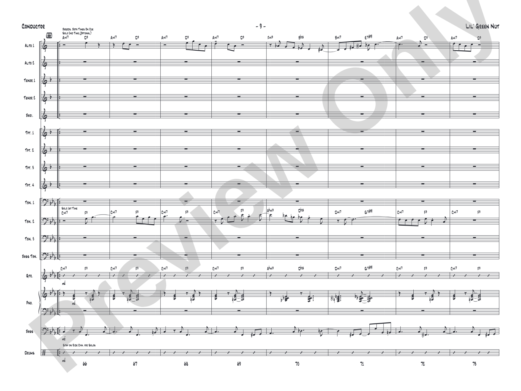 Lil' Green Nut: Jazz Ensemble Conductor Score & Parts