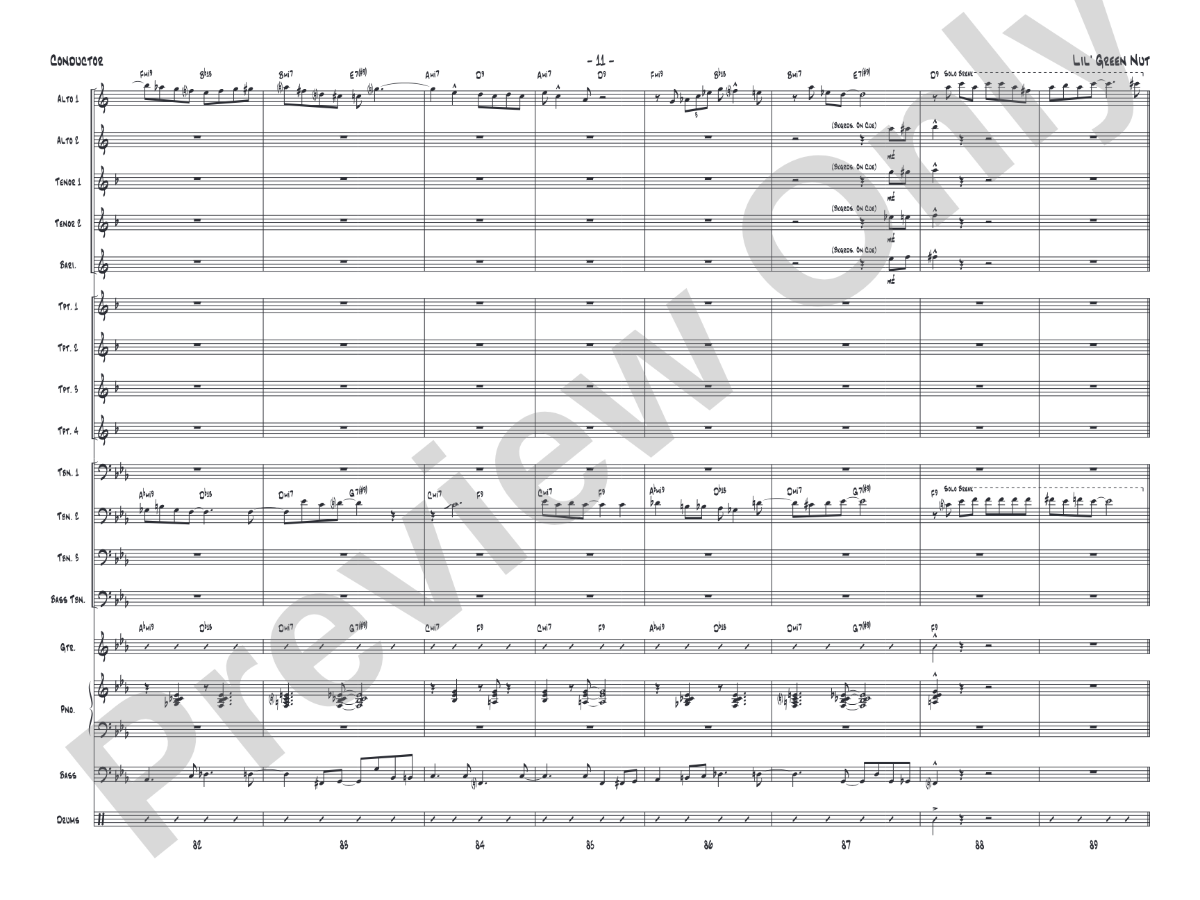 Lil' Green Nut: Jazz Ensemble Conductor Score & Parts