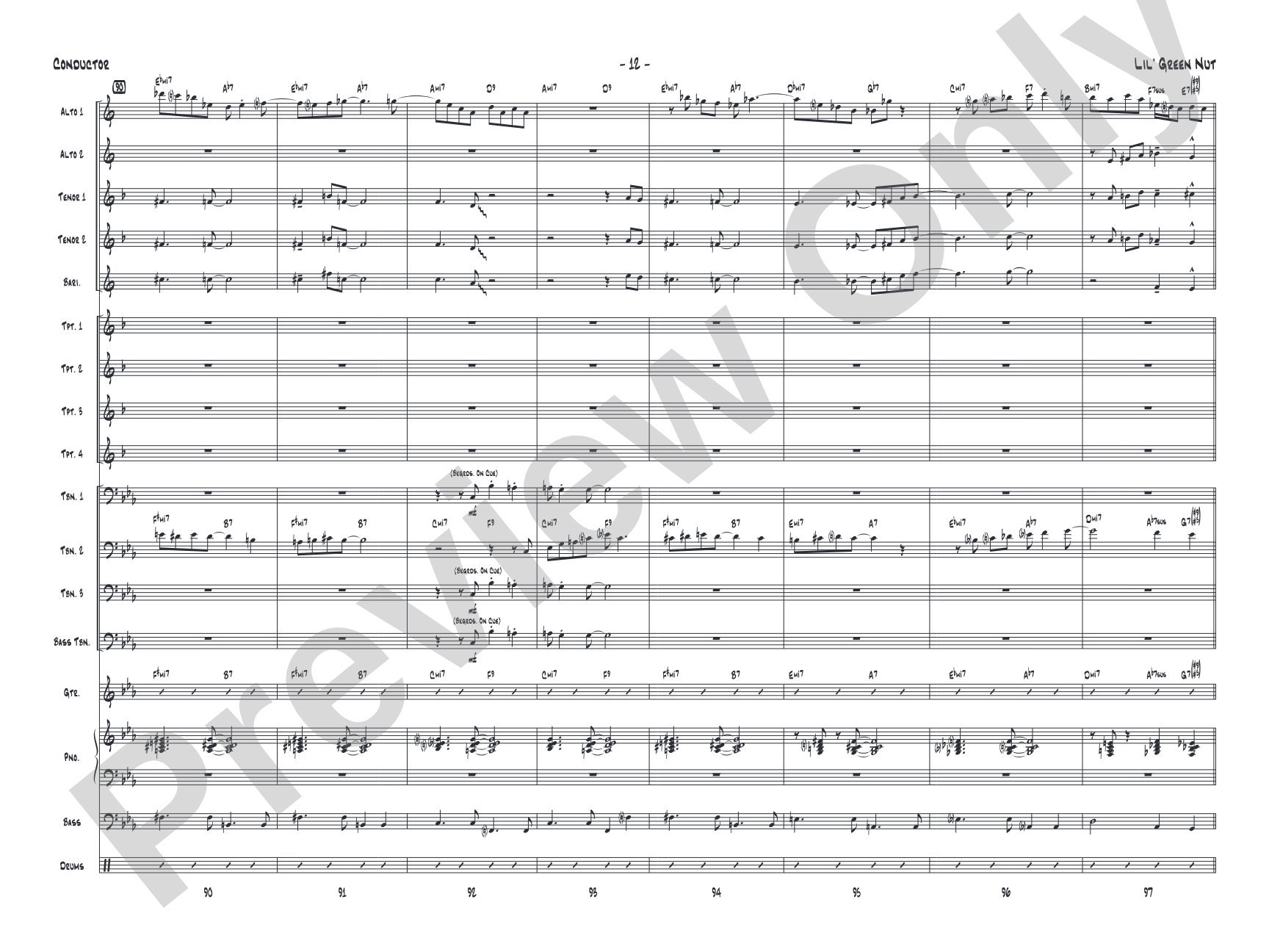 Lil' Green Nut: Jazz Ensemble Conductor Score & Parts