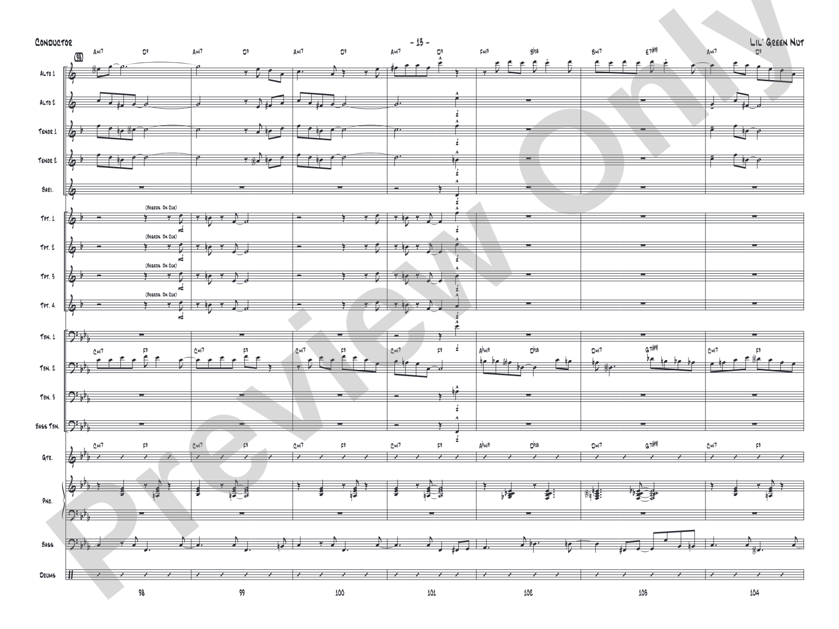 Lil' Green Nut: Jazz Ensemble Conductor Score & Parts